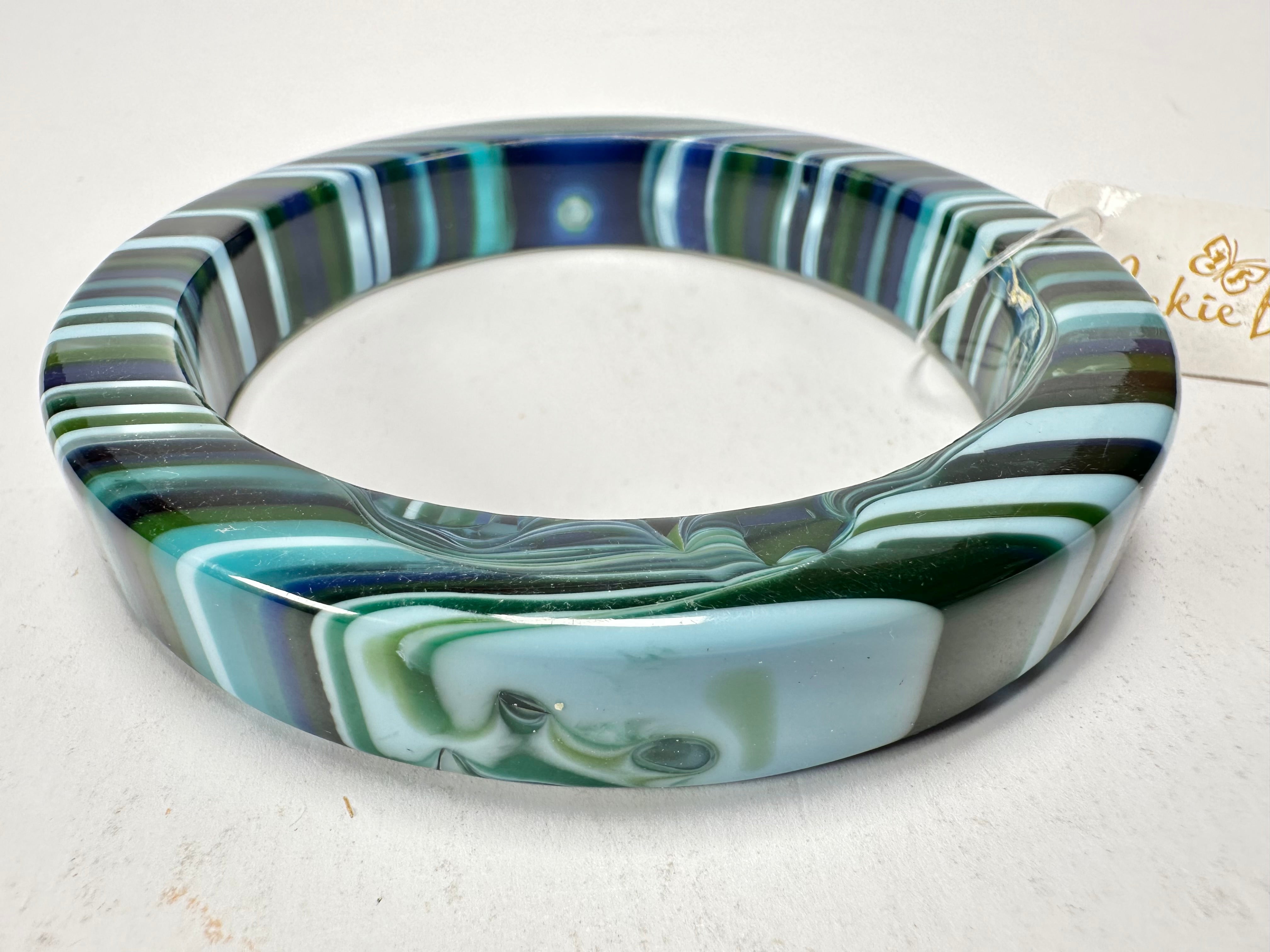 Jackie Brazil "Cat Eye" Liquorice Allsorts with Cat Eye Blue Mix 1.3cm Resin Bangle ( B1034 )