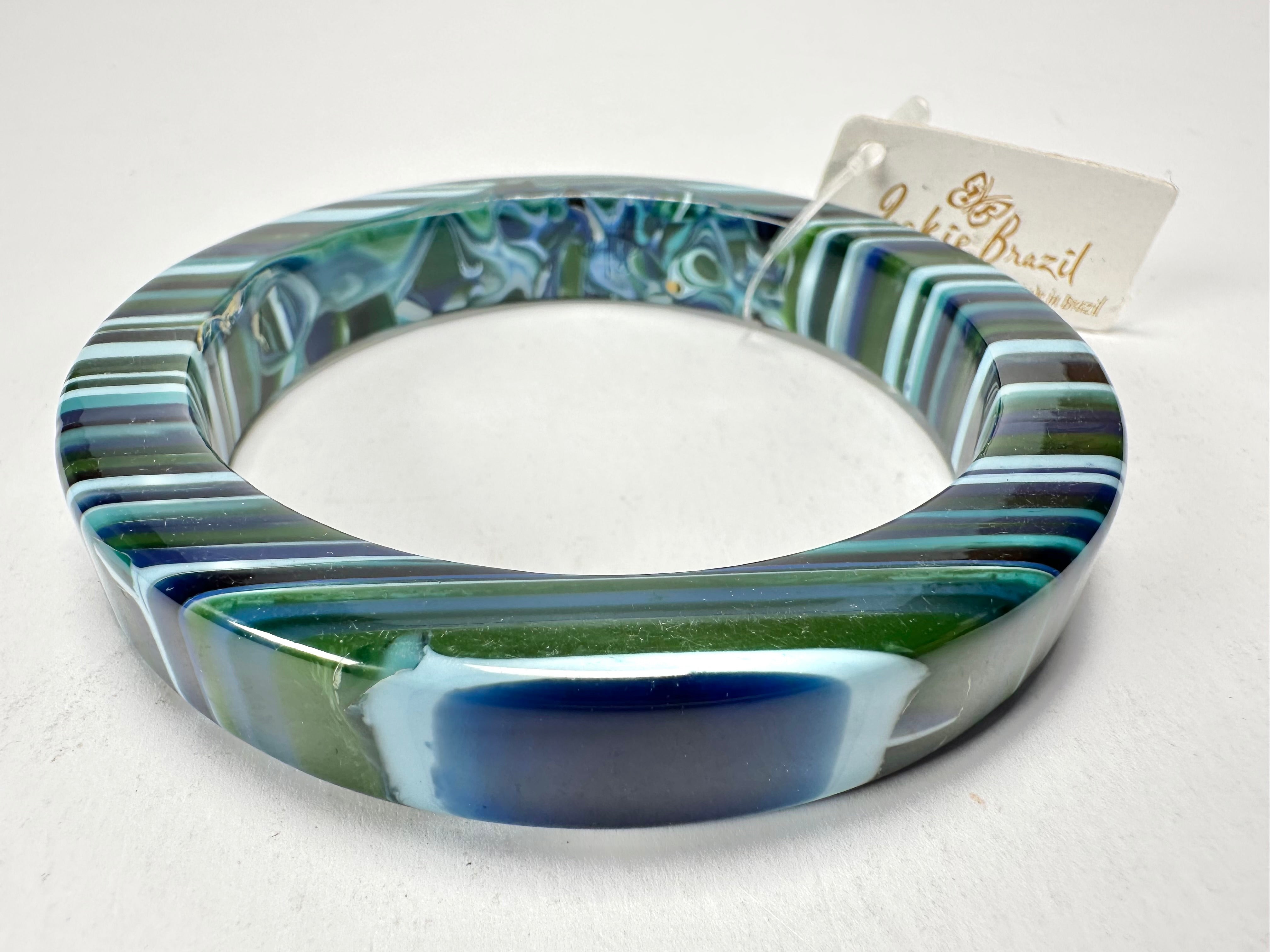 Jackie Brazil "Cat Eye" Liquorice Allsorts with Cat Eye Blue Mix 1.3cm Resin Bangle ( B1034 )