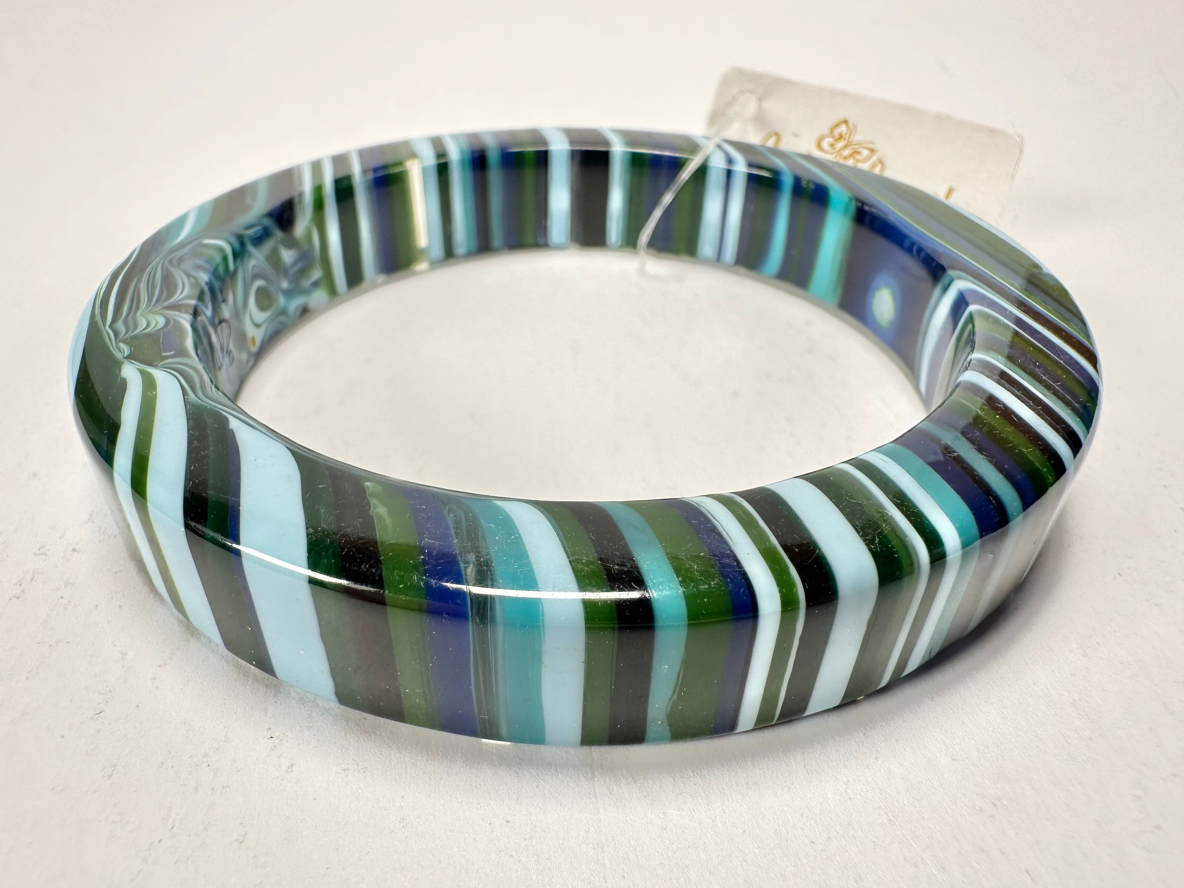 Jackie Brazil "Cat Eye" Liquorice Allsorts with Cat Eye Blue Mix 1.3cm Resin Bangle ( B1034 )