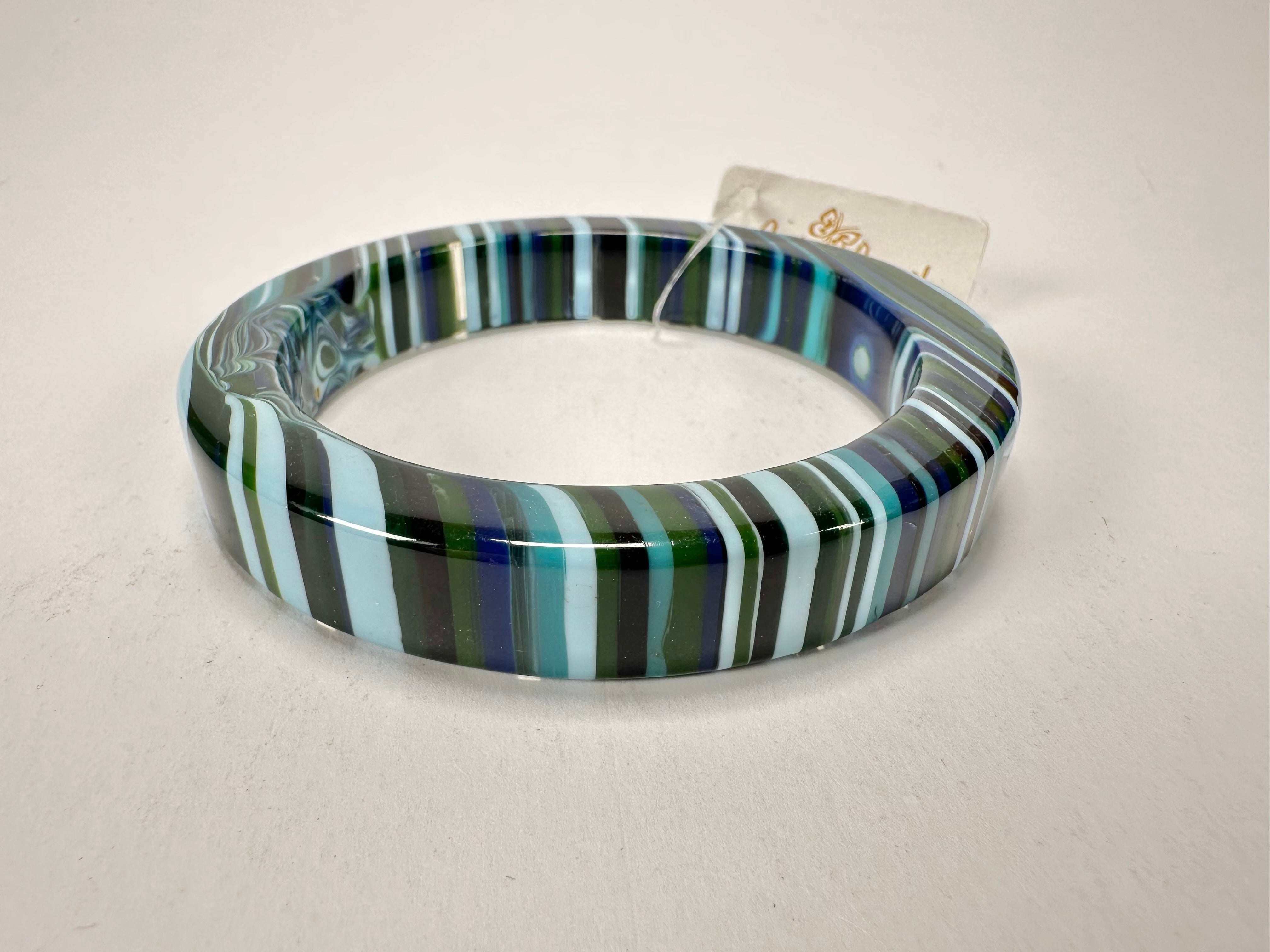 Jackie Brazil "Cat Eye" Liquorice Allsorts with Cat Eye Blue Mix 1.3cm Resin Bangle ( B1034 )