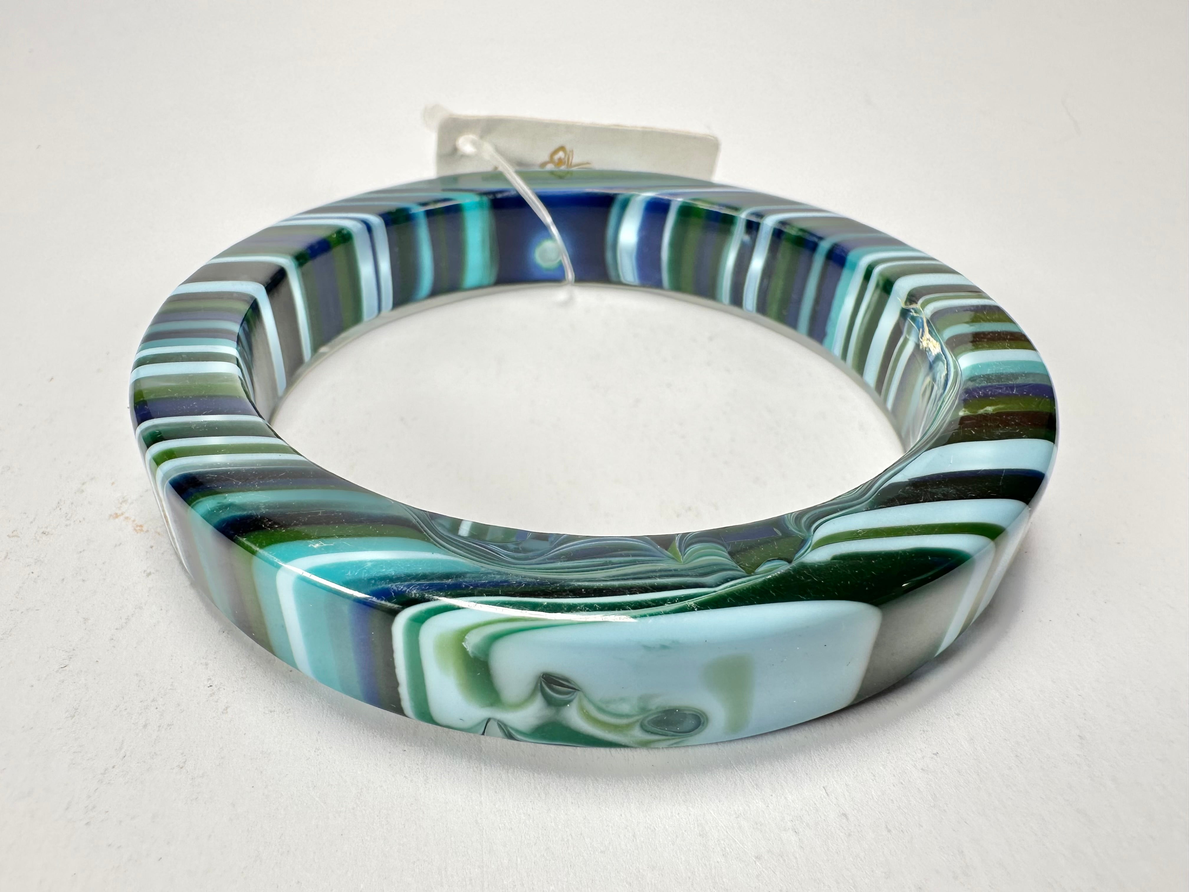 Jackie Brazil "Cat Eye" Liquorice Allsorts with Cat Eye Blue Mix 1.3cm Resin Bangle ( B1034 )