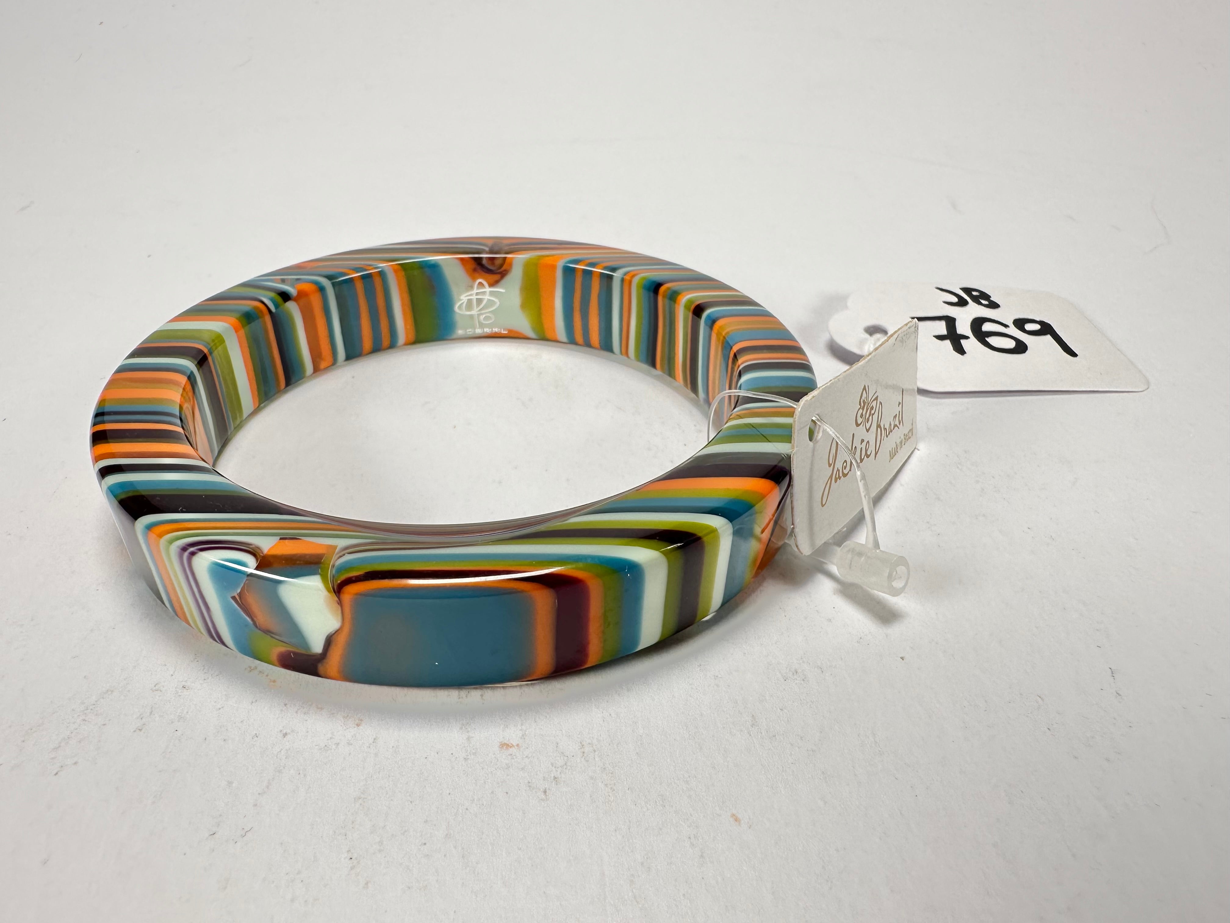 Jackie Brazil "Cat Eye" Liquorice Allsorts with Cat Eye Winter Colour 1.3cm Resin Bangle ( B1034 )