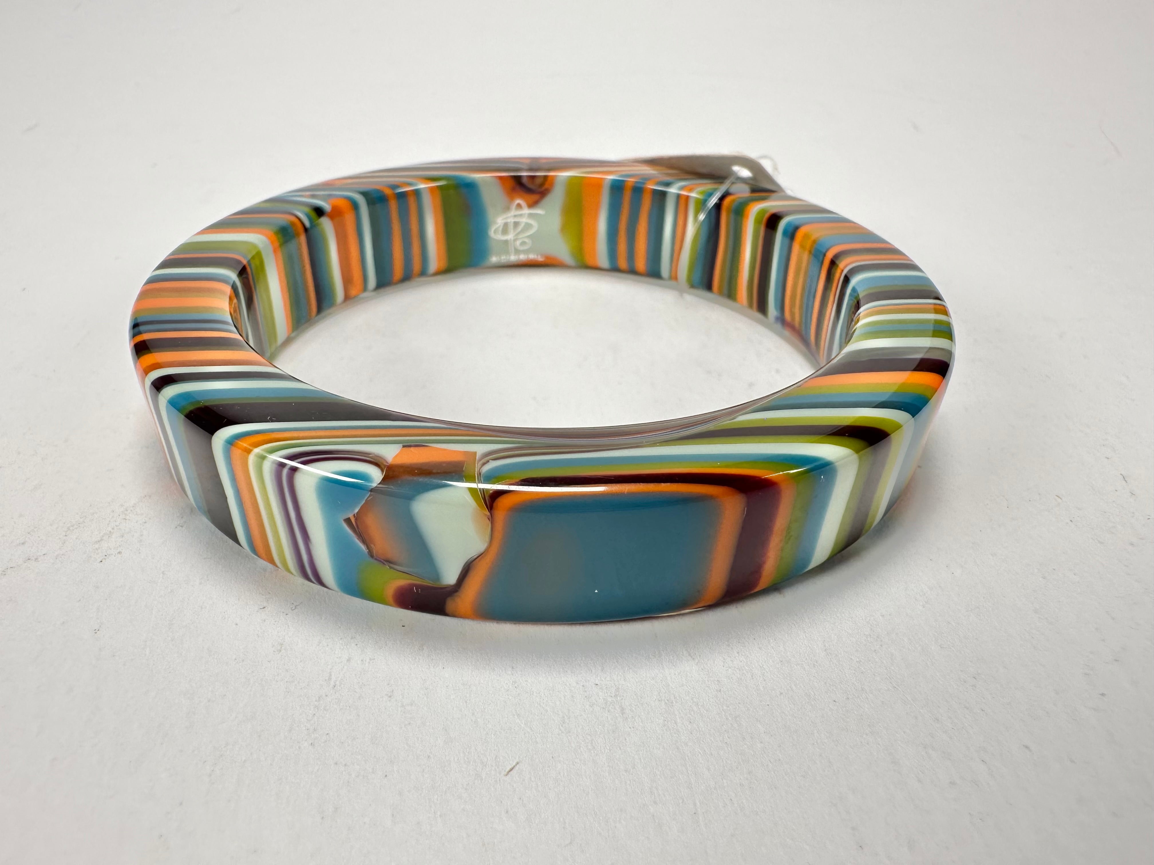 Jackie Brazil "Cat Eye" Liquorice Allsorts with Cat Eye Winter Colour 1.3cm Resin Bangle ( B1034 )