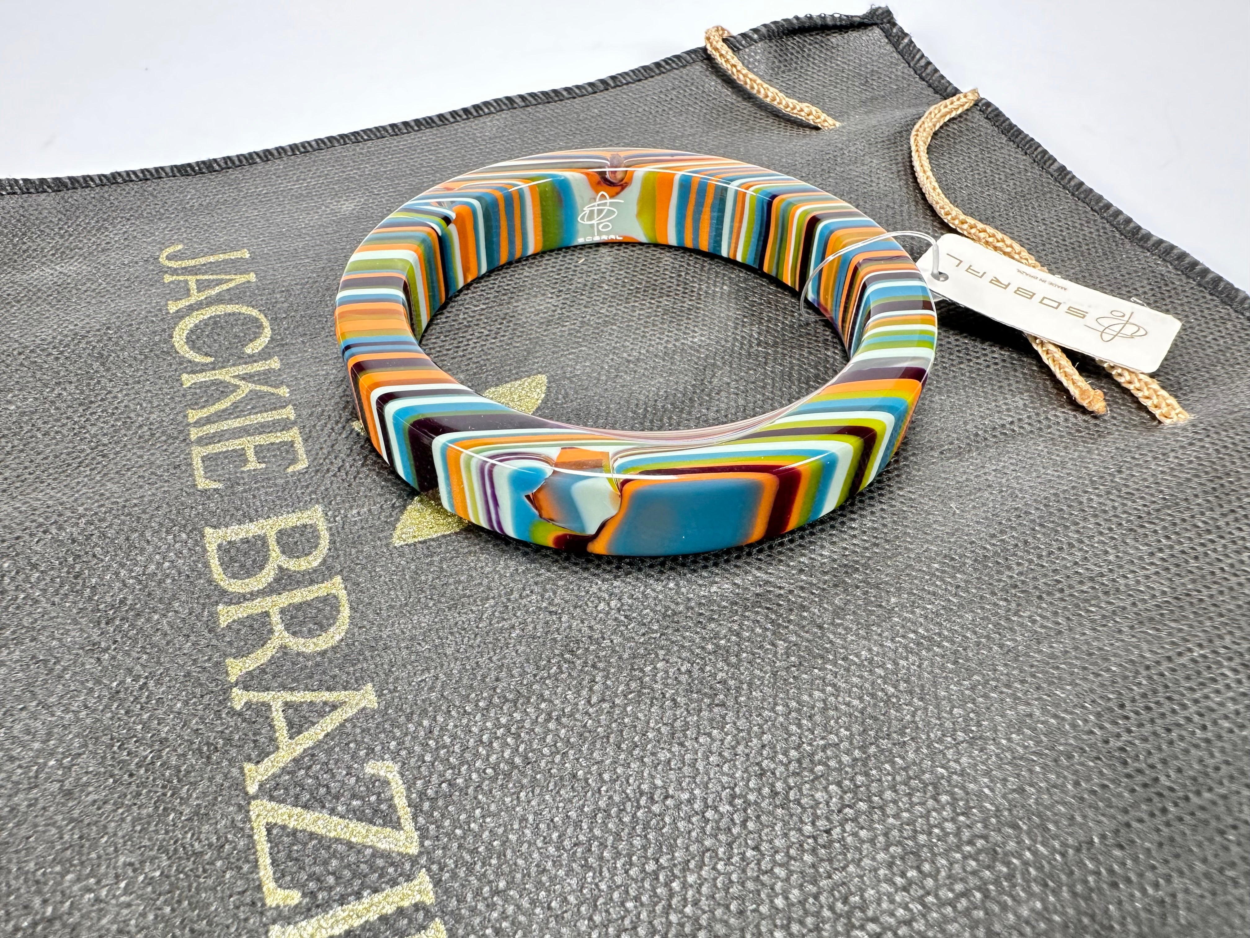 Jackie Brazil "Cat Eye" Liquorice Allsorts with Cat Eye Winter Colour 1.3cm Resin Bangle ( B1034 )