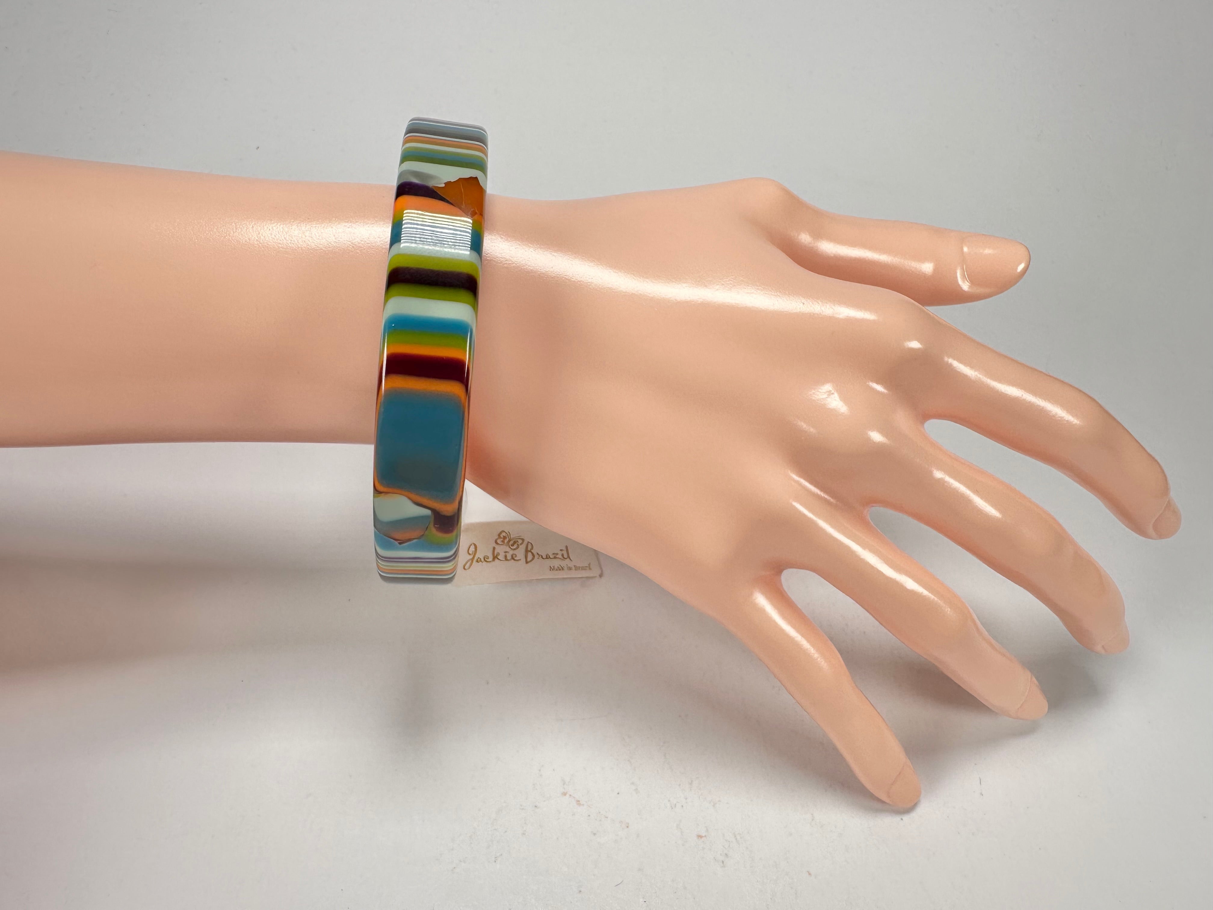 Jackie Brazil "Cat Eye" Liquorice Allsorts with Cat Eye Winter Colour 1.3cm Resin Bangle ( B1034 )