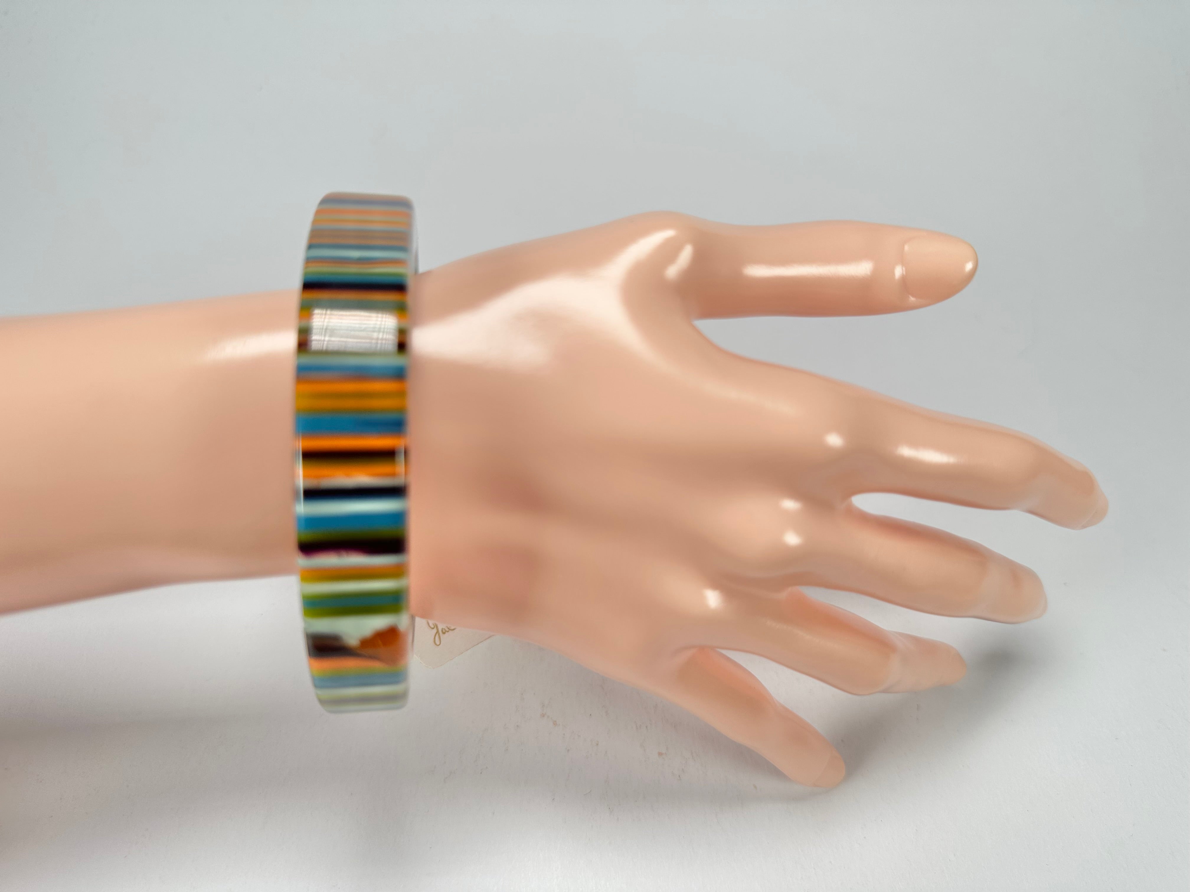 Jackie Brazil "Cat Eye" Liquorice Allsorts with Cat Eye Winter Colour 1.3cm Resin Bangle ( B1034 )