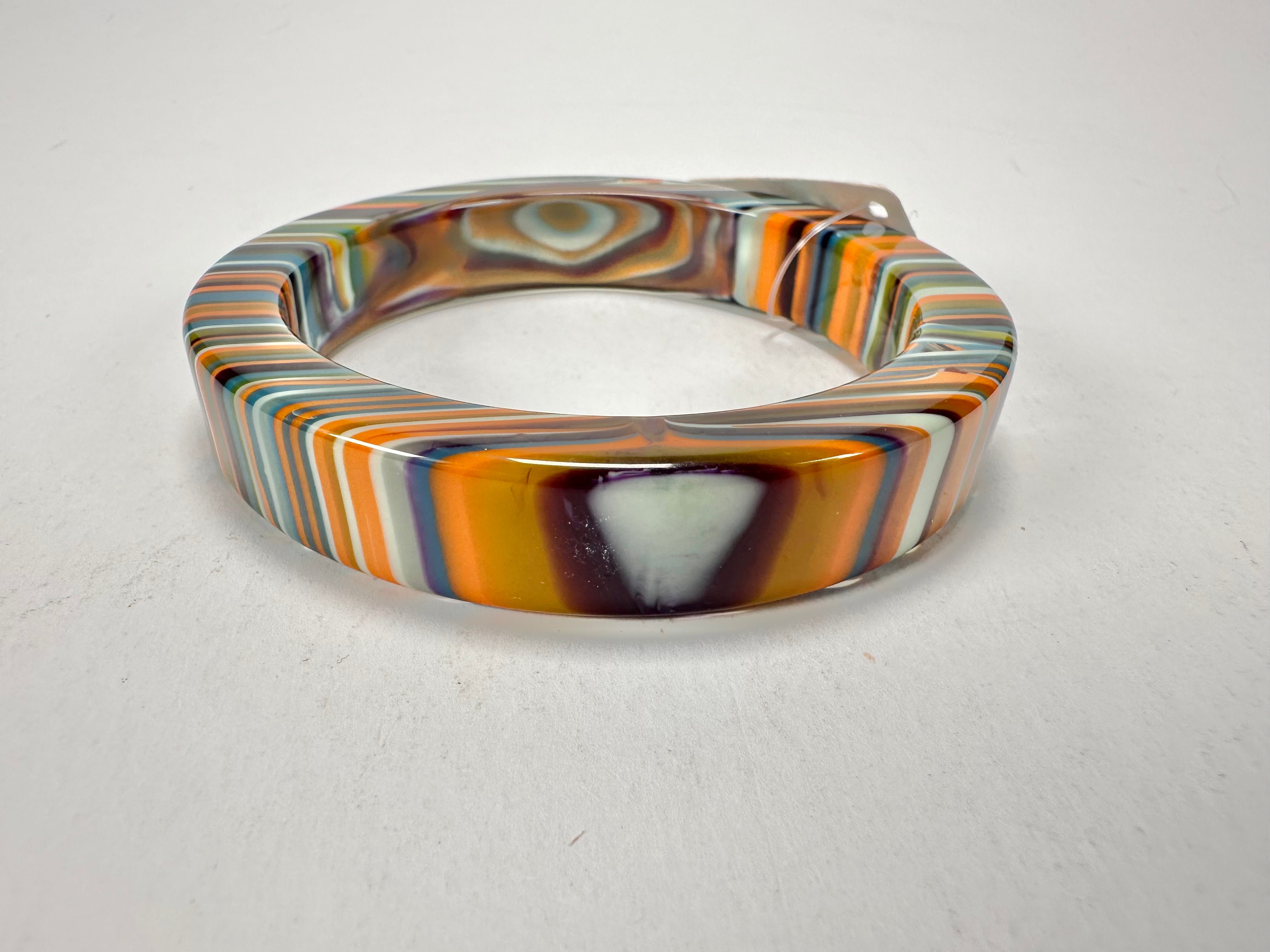 Jackie Brazil "Cat Eye" Liquorice Allsorts with Cat Eye Winter Colour 1.3cm Resin Bangle ( B1034 )