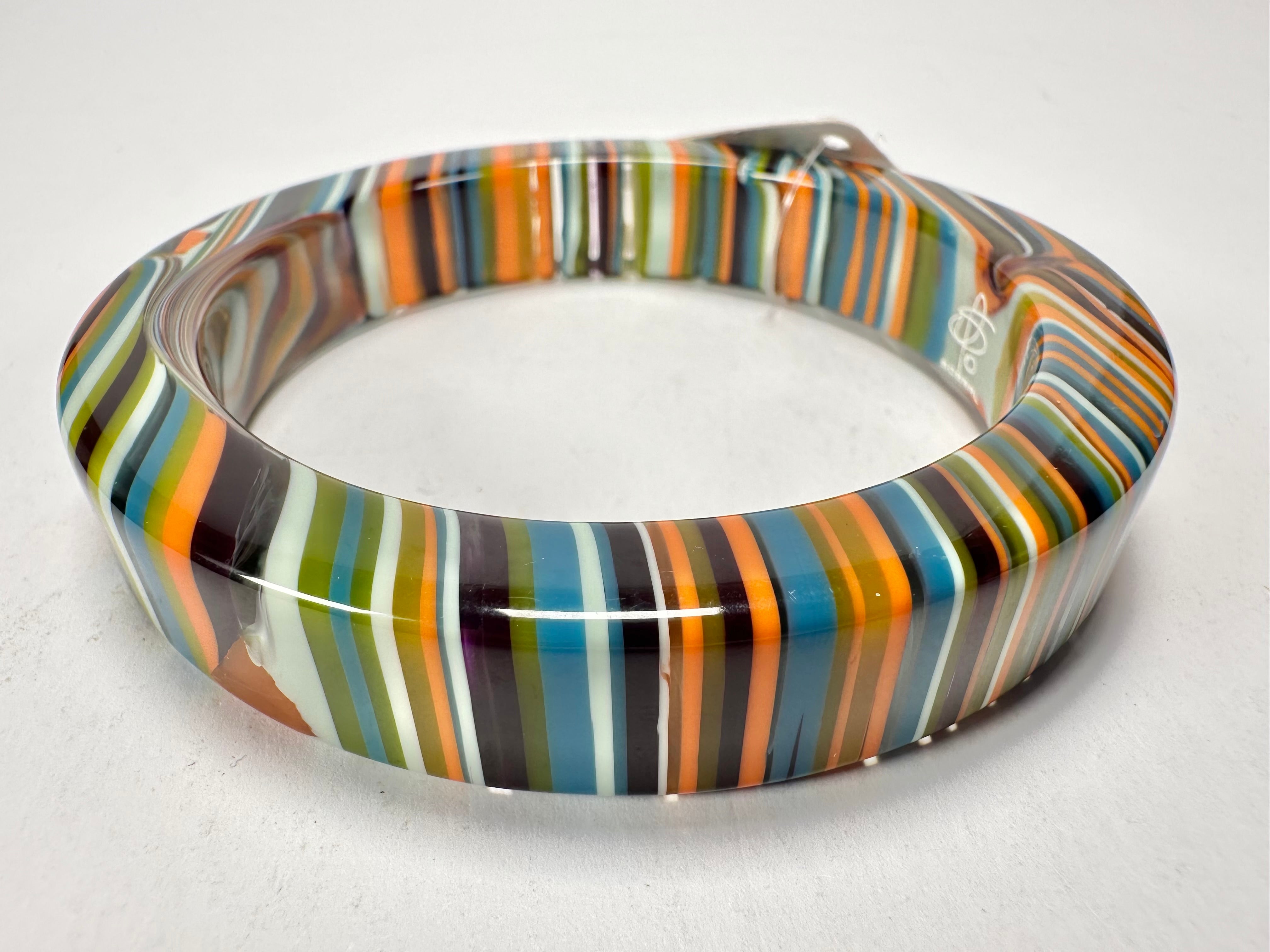 Jackie Brazil "Cat Eye" Liquorice Allsorts with Cat Eye Winter Colour 1.3cm Resin Bangle ( B1034 )