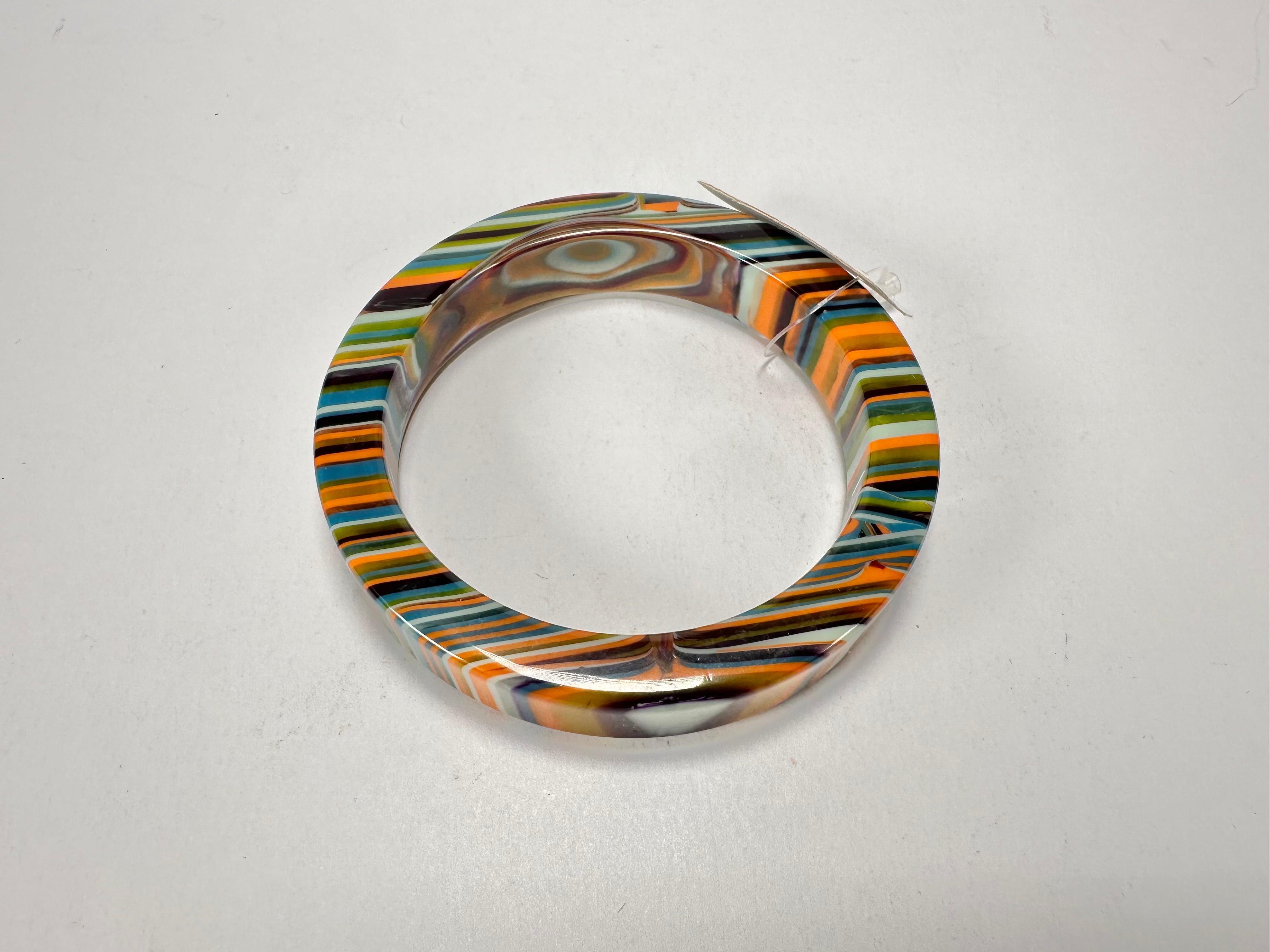Jackie Brazil "Cat Eye" Liquorice Allsorts with Cat Eye Winter Colour 1.3cm Resin Bangle ( B1034 )