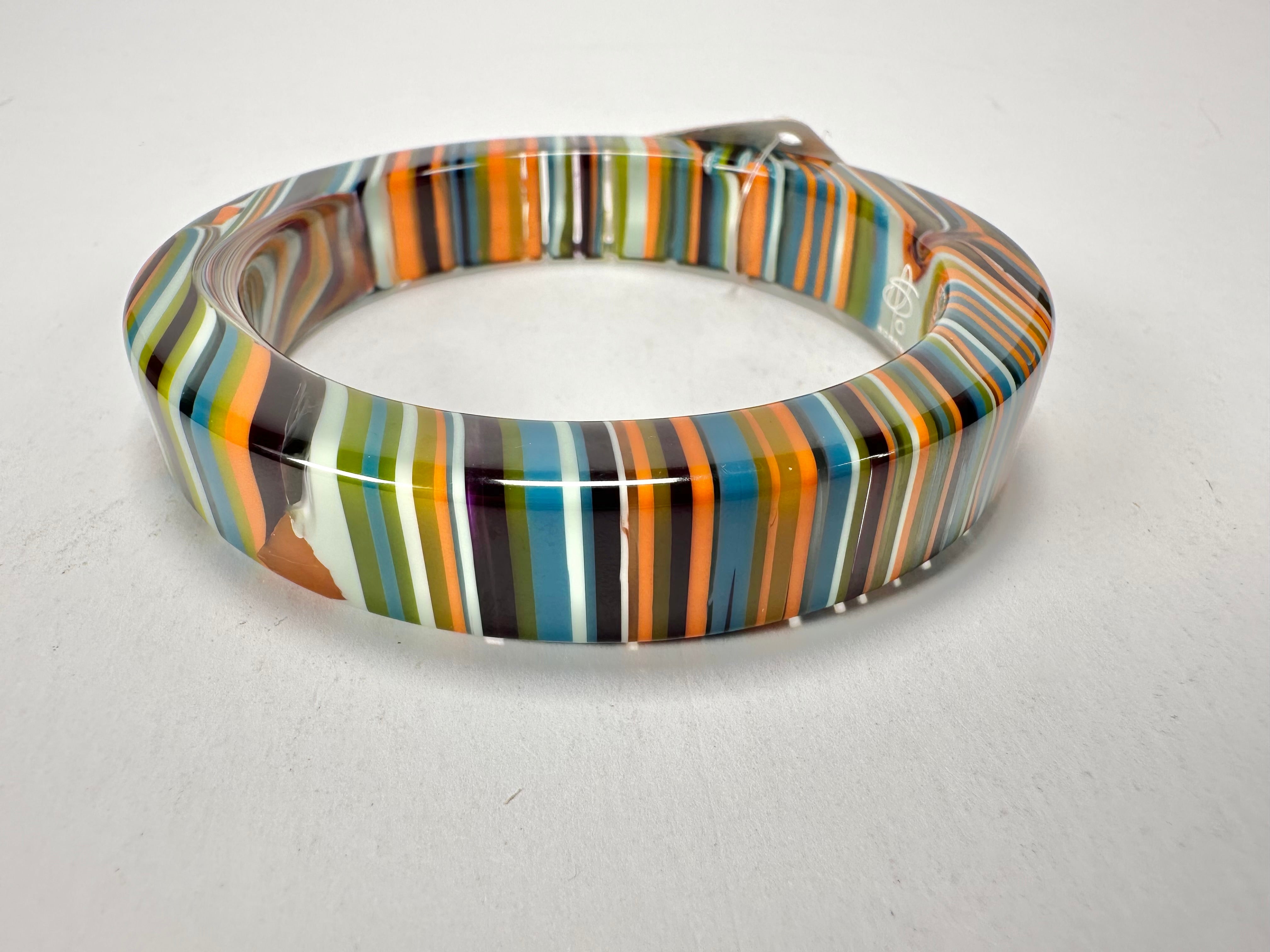 Jackie Brazil "Cat Eye" Liquorice Allsorts with Cat Eye Winter Colour 1.3cm Resin Bangle ( B1034 )