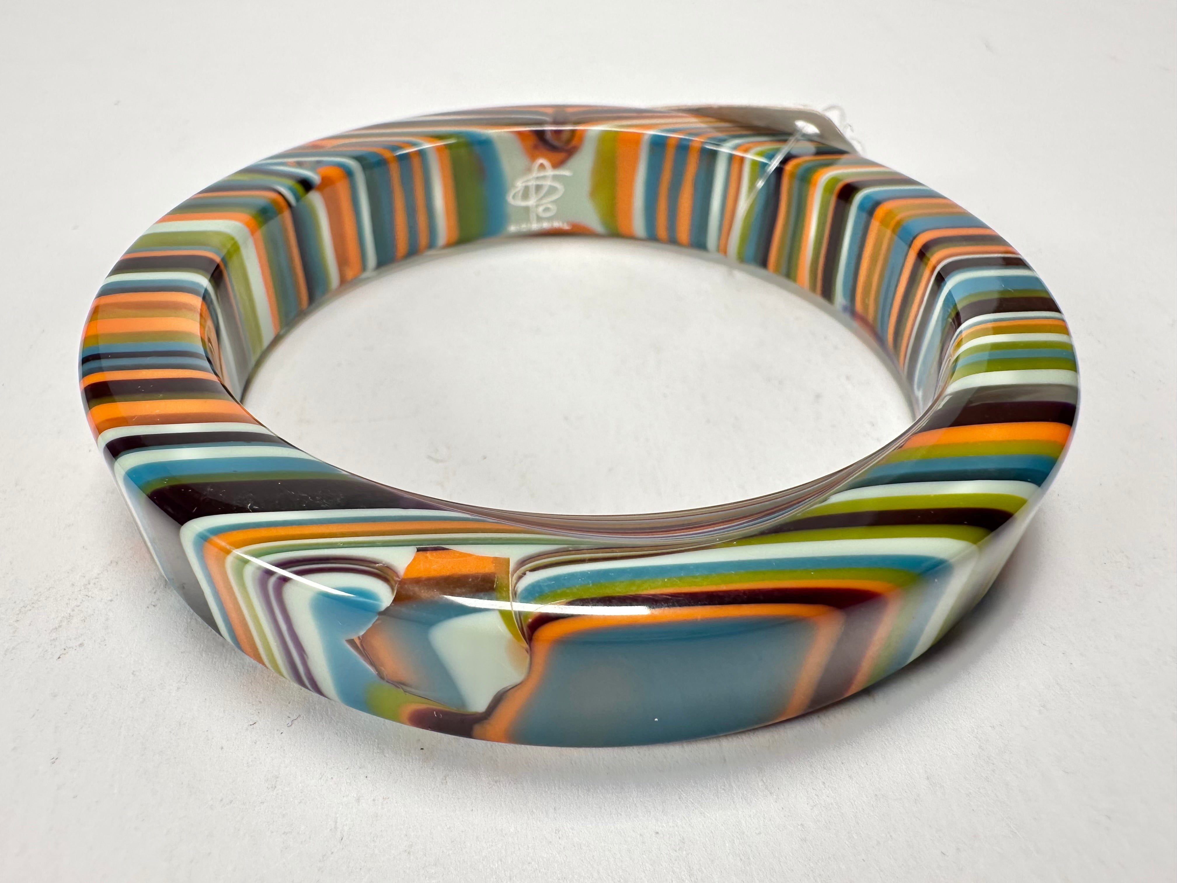 Jackie Brazil "Cat Eye" Liquorice Allsorts with Cat Eye Winter Colour 1.3cm Resin Bangle ( B1034 )