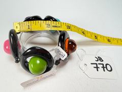 Jackie Brazil "Saturn" Black & Transparent Paris Mix Disc & Ball Elastic Bracelet ( B0052 )