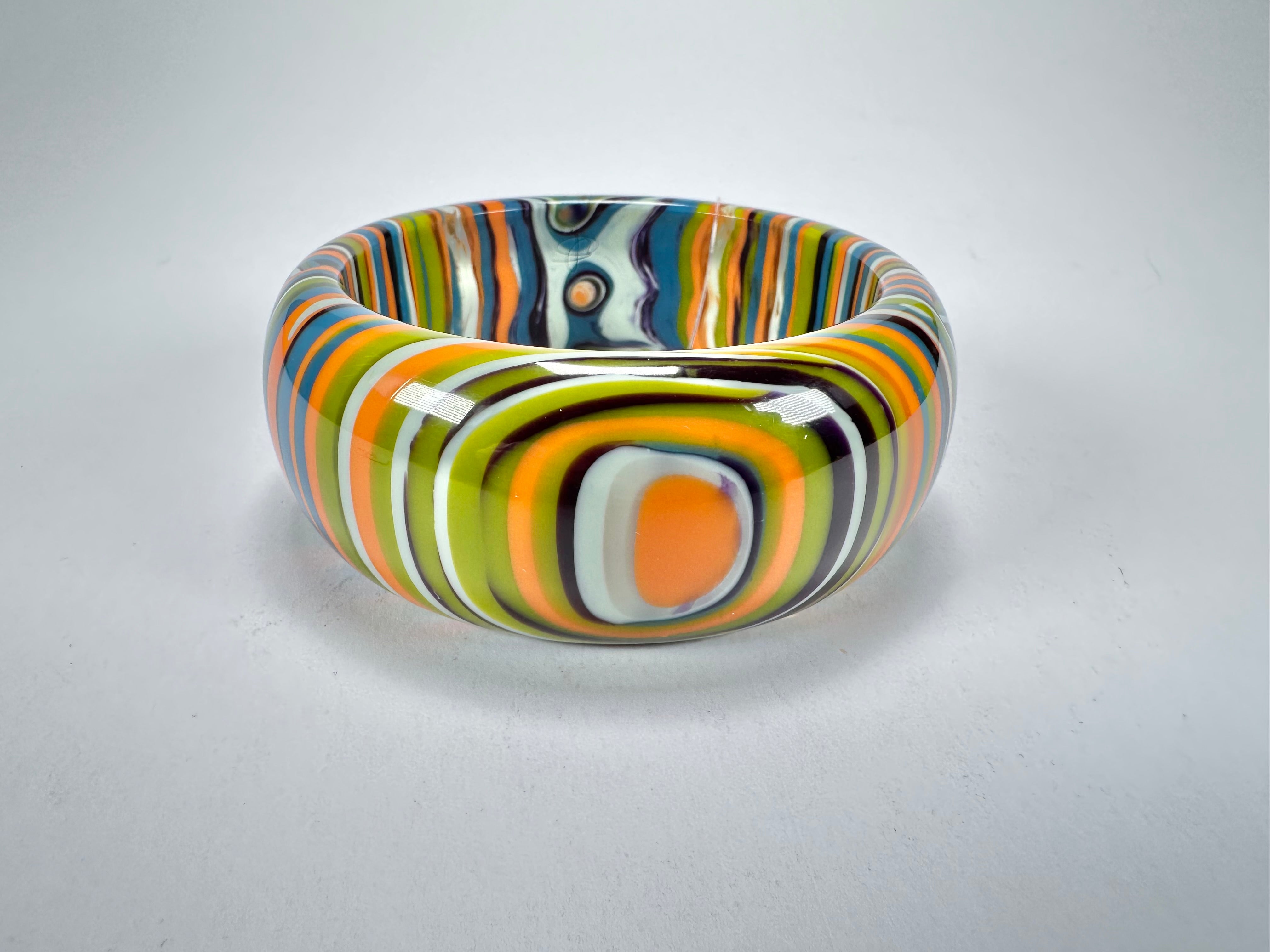 Jackie Brazil "All Sorts "Liquorice w/Cat Eye Winter Mix 3.4cm Bangle ( B2444 )