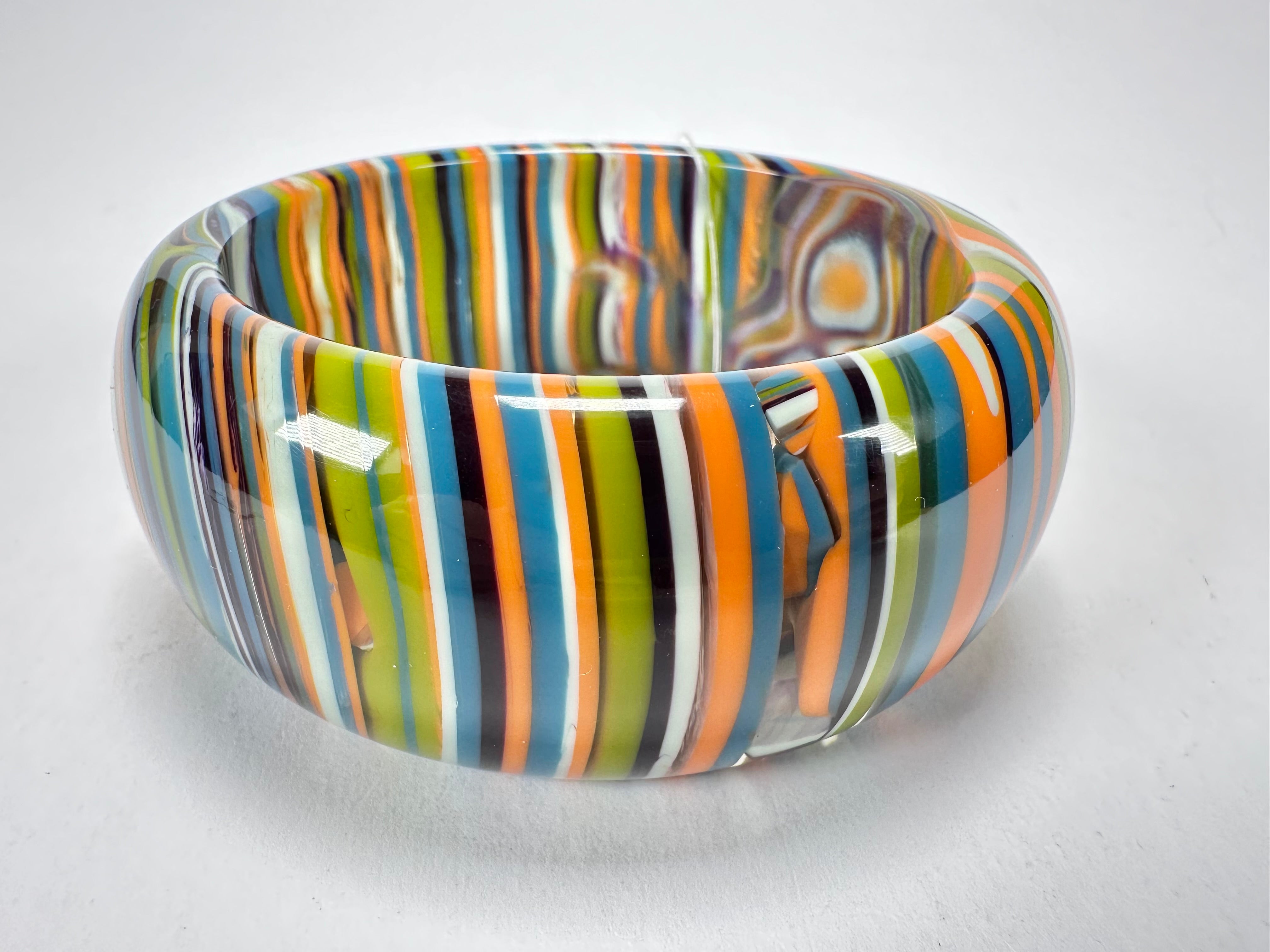 Jackie Brazil "All Sorts "Liquorice w/Cat Eye Winter Mix 3.4cm Bangle ( B2444 )