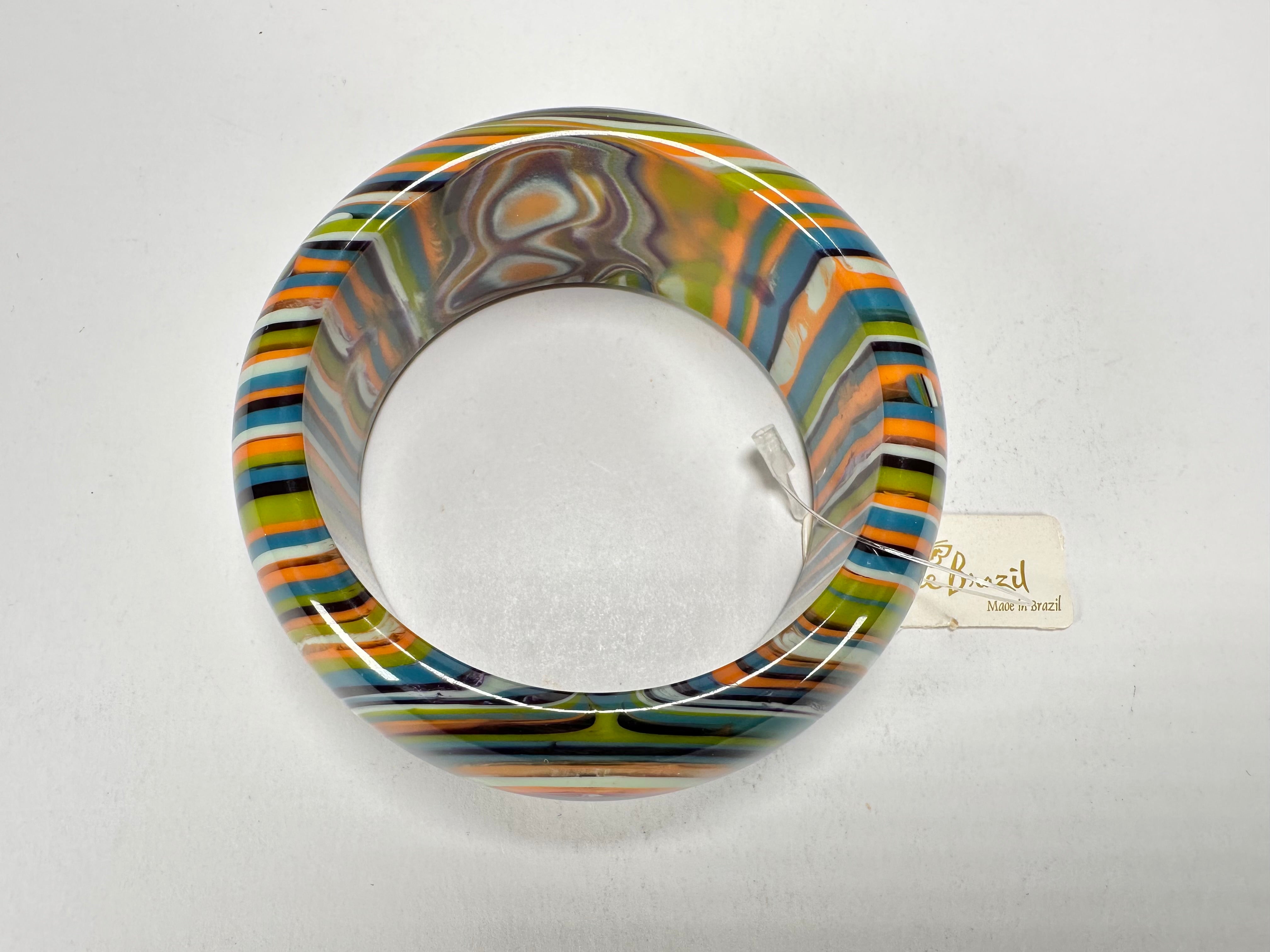 Jackie Brazil "All Sorts "Liquorice w/Cat Eye Winter Mix 3.4cm Bangle ( B2444 )