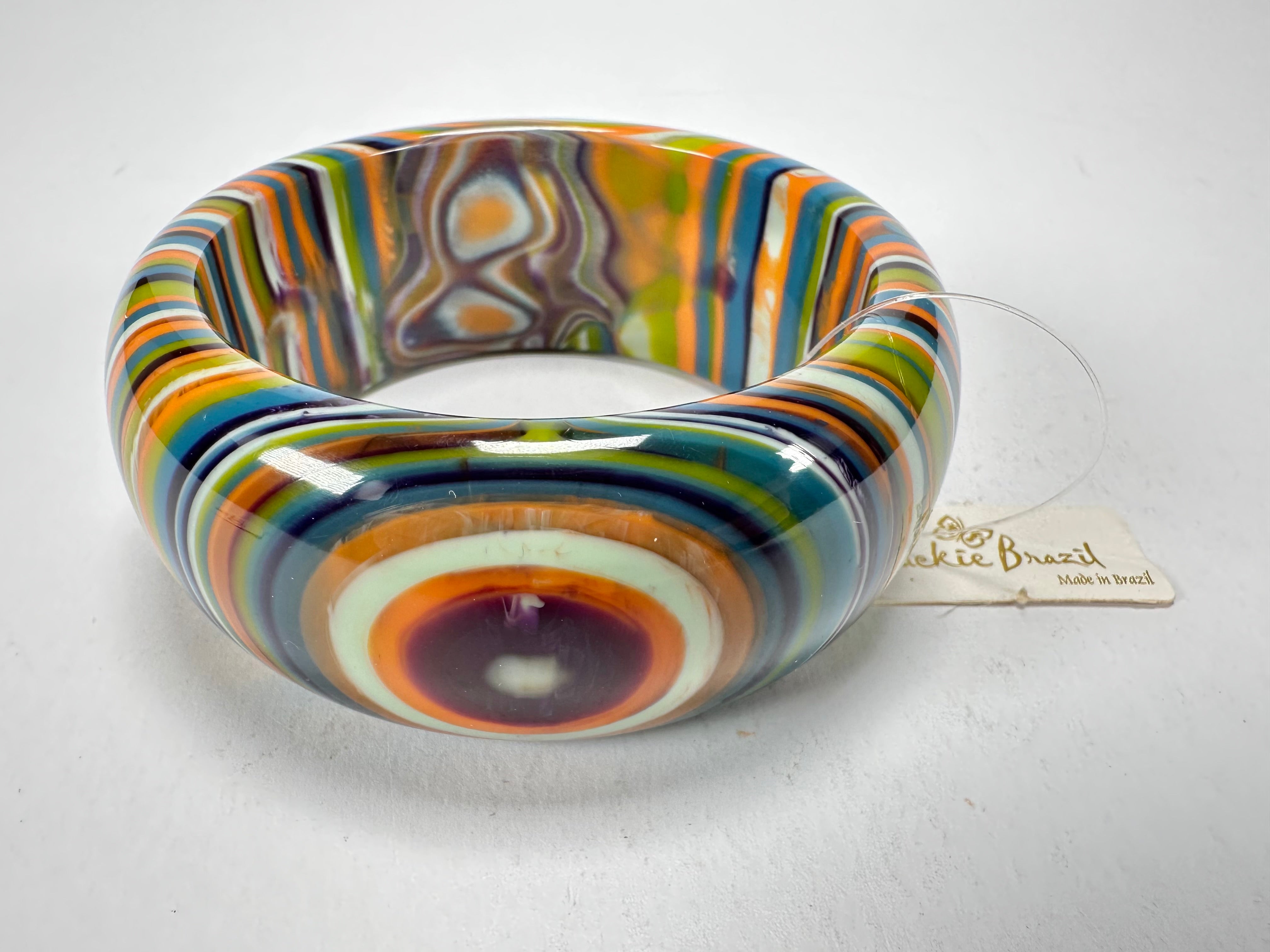 Jackie Brazil "All Sorts "Liquorice w/Cat Eye Winter Mix 3.4cm Bangle ( B2444 )