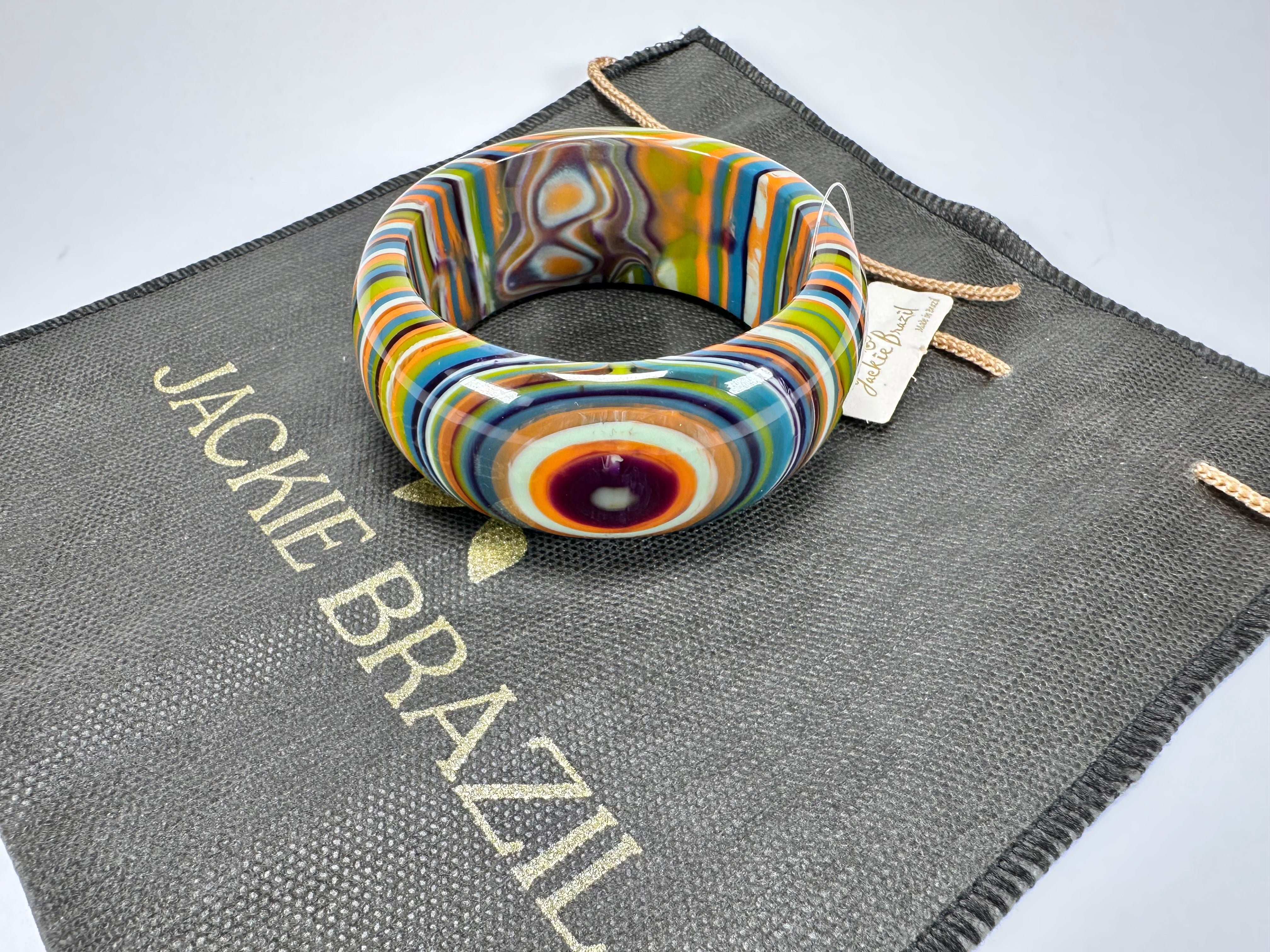 Jackie Brazil "All Sorts "Liquorice w/Cat Eye Winter Mix 3.4cm Bangle ( B2444 )