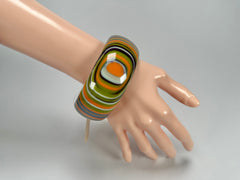 Jackie Brazil "All Sorts "Liquorice w/Cat Eye Winter Mix 3.4cm Bangle ( B2444 )