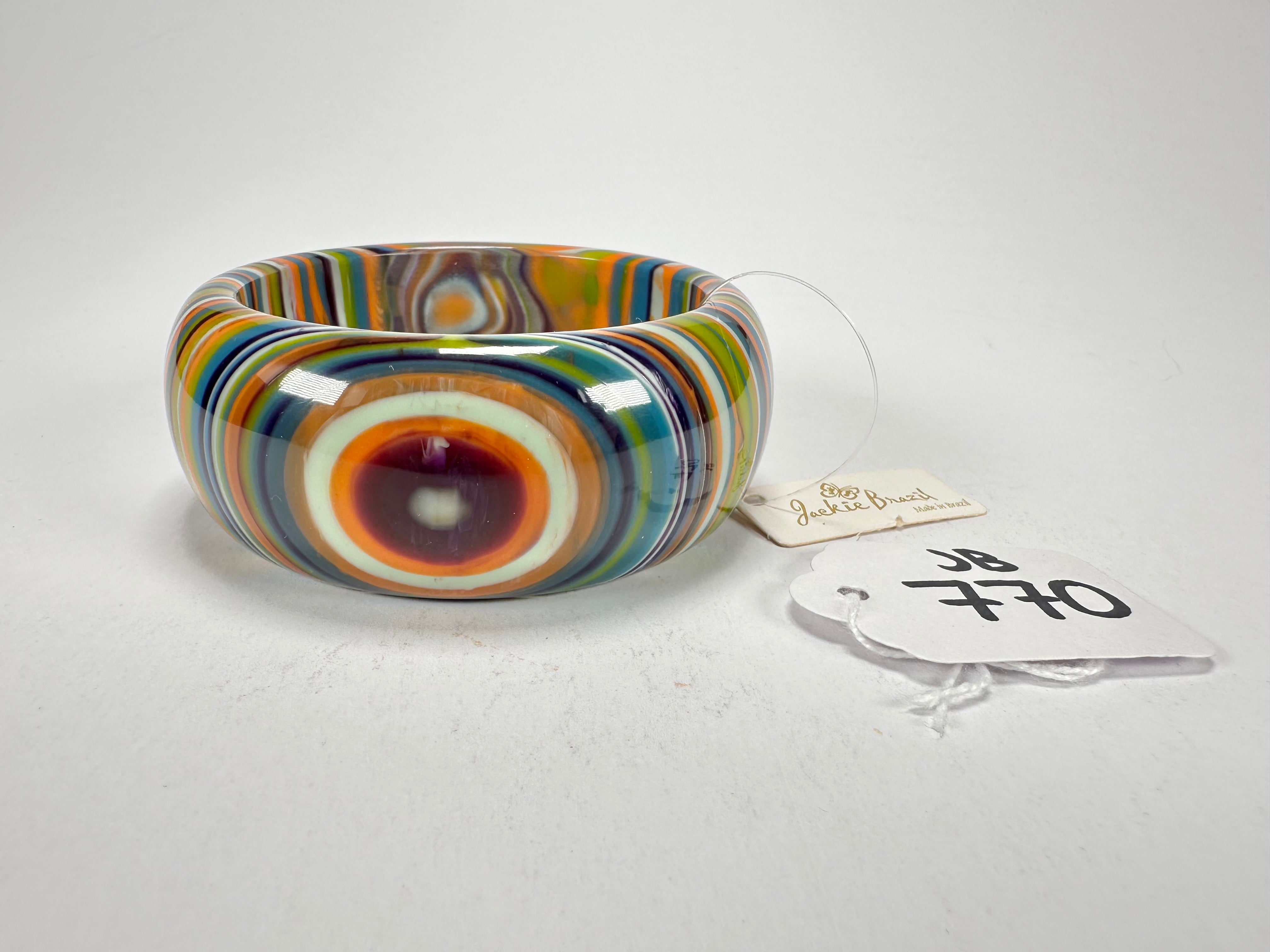 Jackie Brazil "All Sorts "Liquorice w/Cat Eye Winter Mix 3.4cm Bangle ( B2444 )