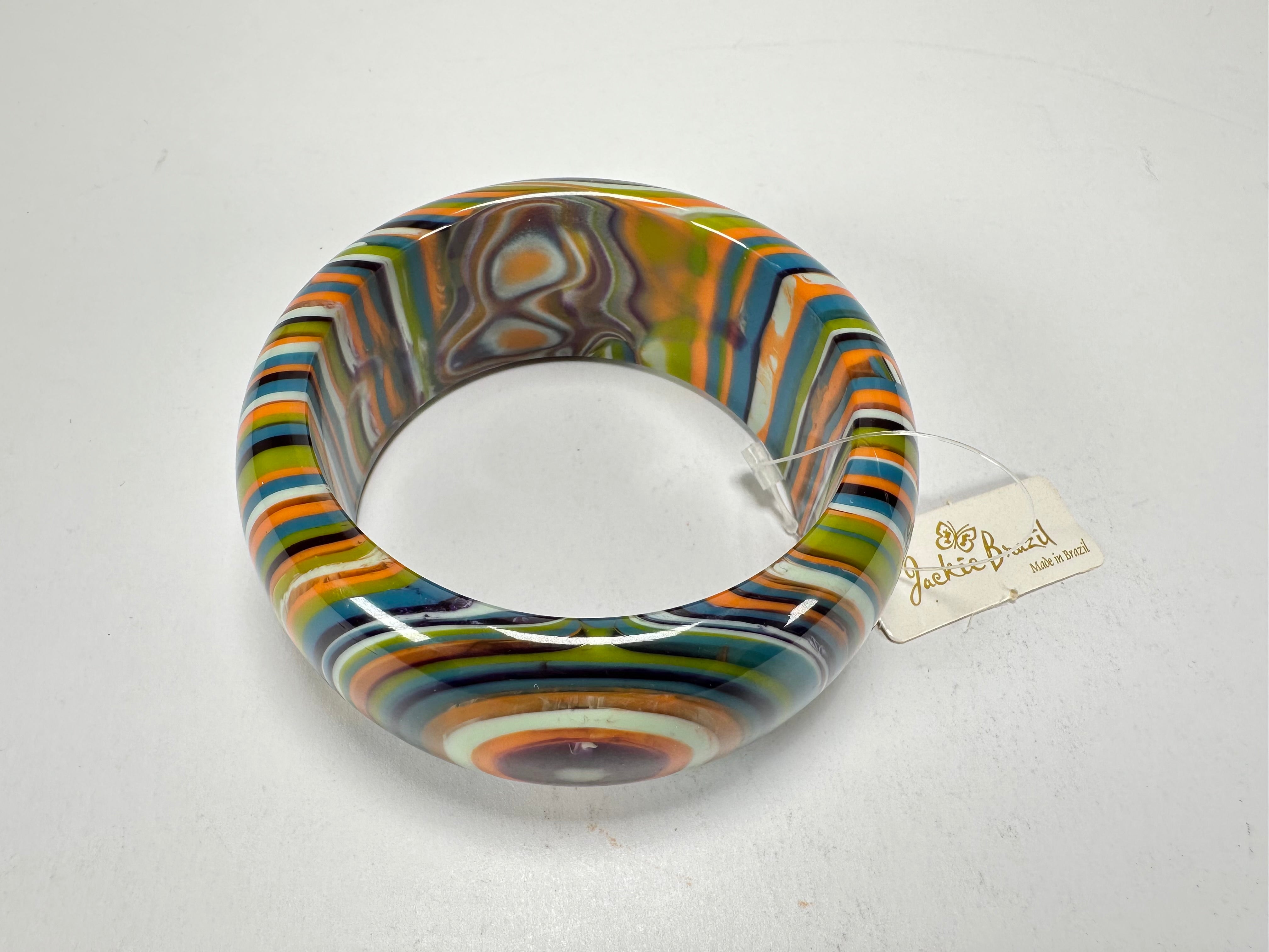 Jackie Brazil "All Sorts "Liquorice w/Cat Eye Winter Mix 3.4cm Bangle ( B2444 )