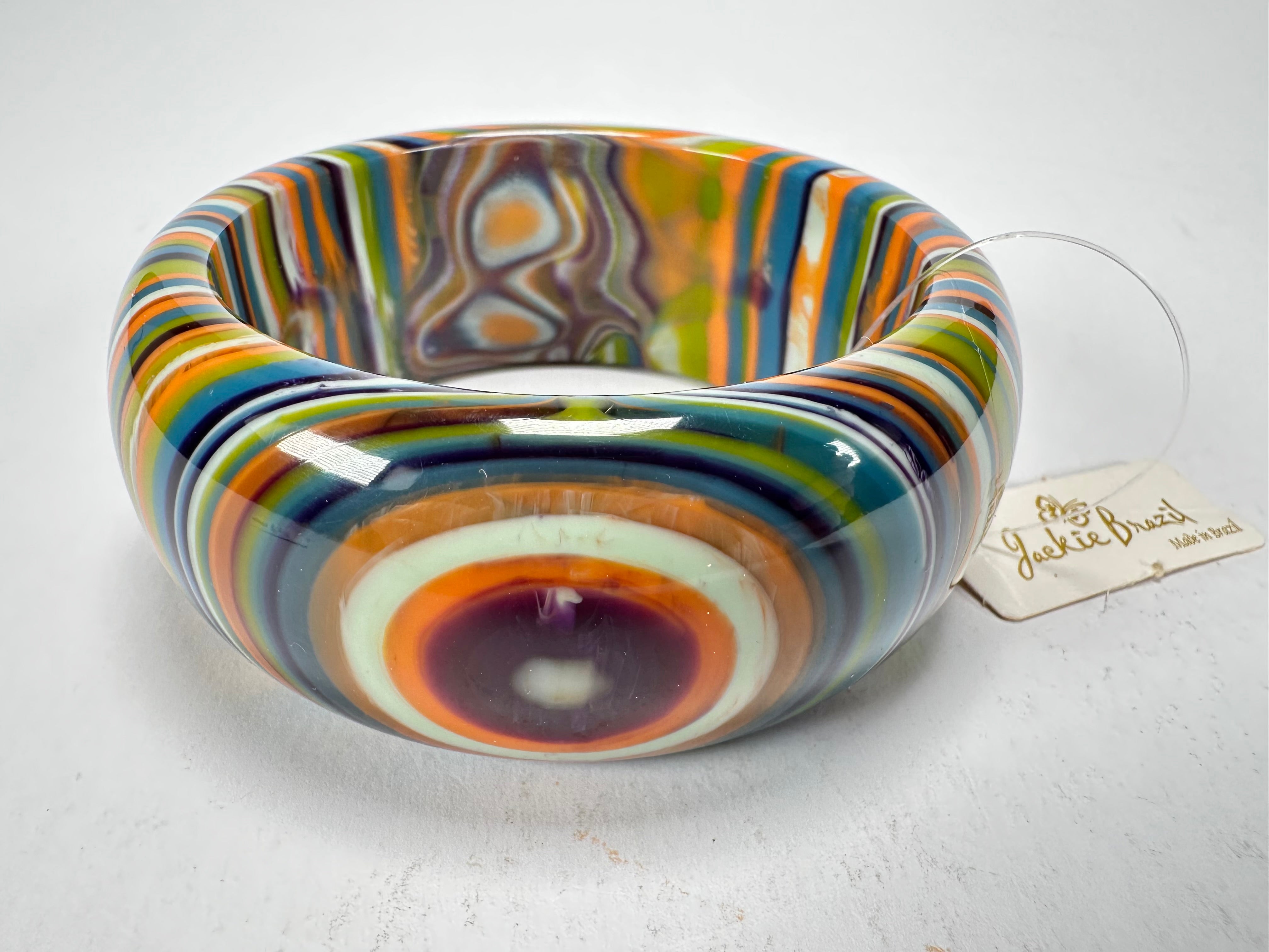 Jackie Brazil "All Sorts "Liquorice w/Cat Eye Winter Mix 3.4cm Bangle ( B2444 )