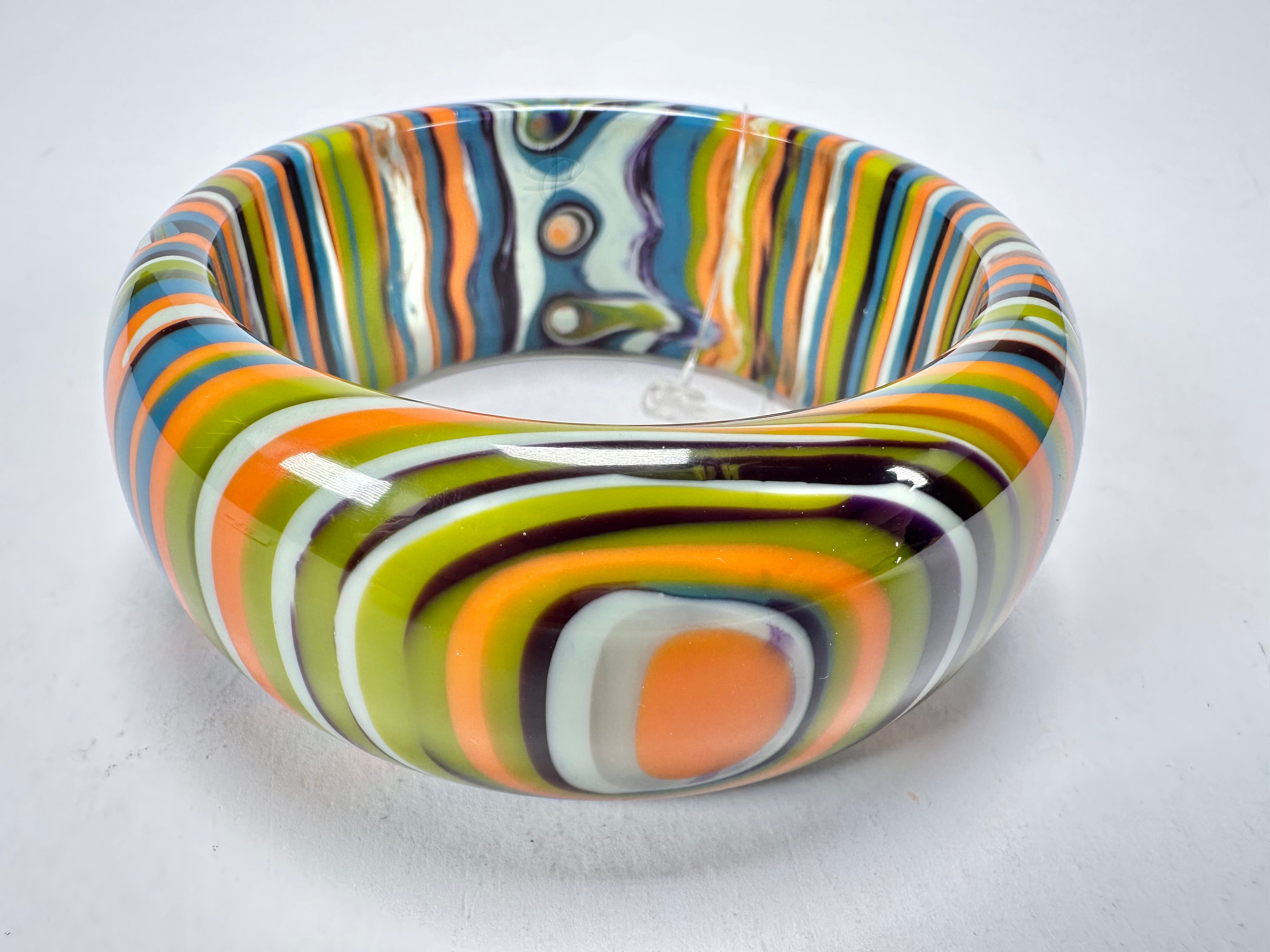 Jackie Brazil "All Sorts "Liquorice w/Cat Eye Winter Mix 3.4cm Bangle ( B2444 )