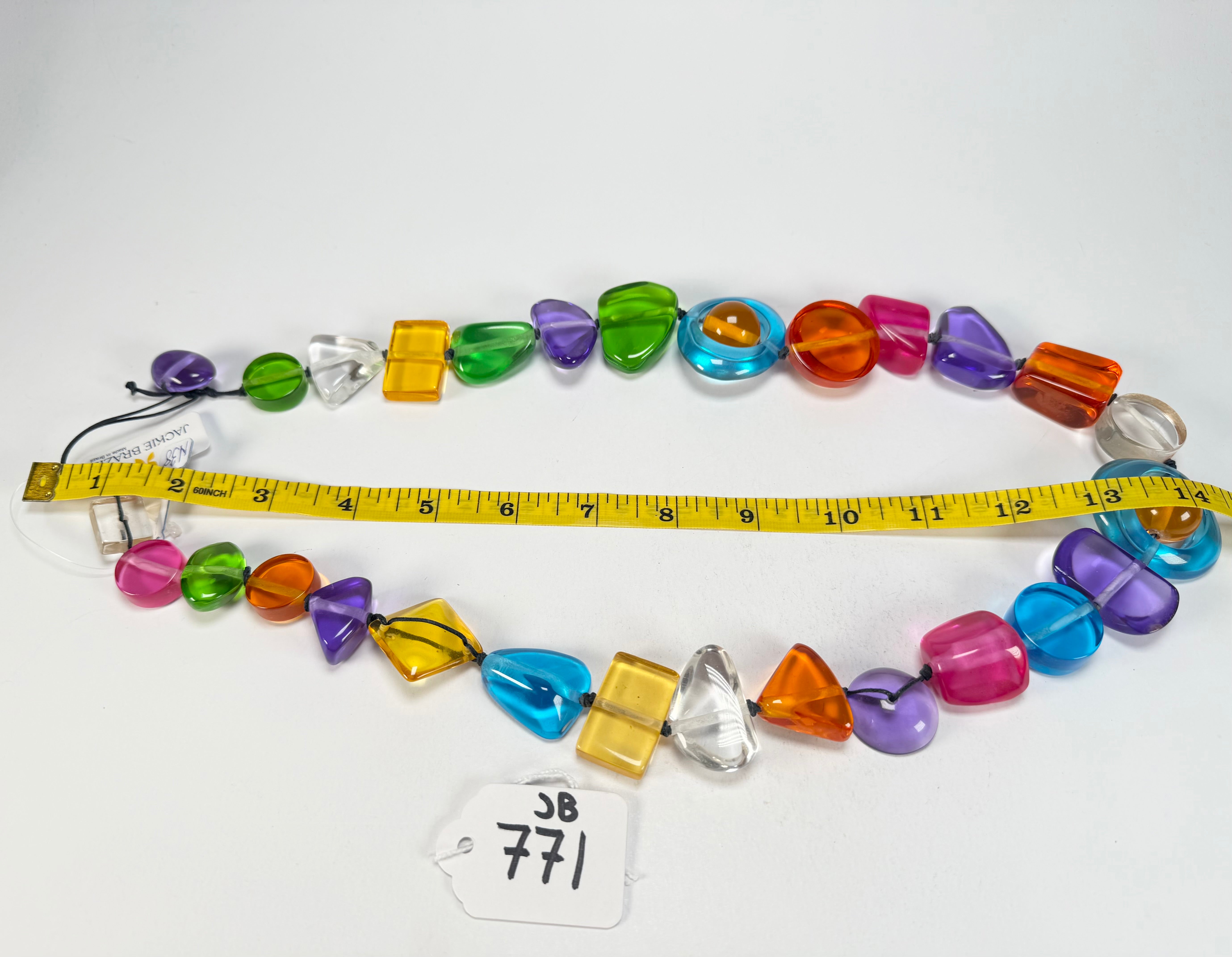Jackie Brazil "Indiana" Transparent Carnaval Mix Multi-Bead Medium Resin 70cm Necklace ( N0033 )