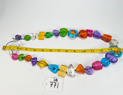Jackie Brazil "Indiana" Transparent Carnaval Mix Multi-Bead Medium Resin 70cm Necklace ( N0033 )