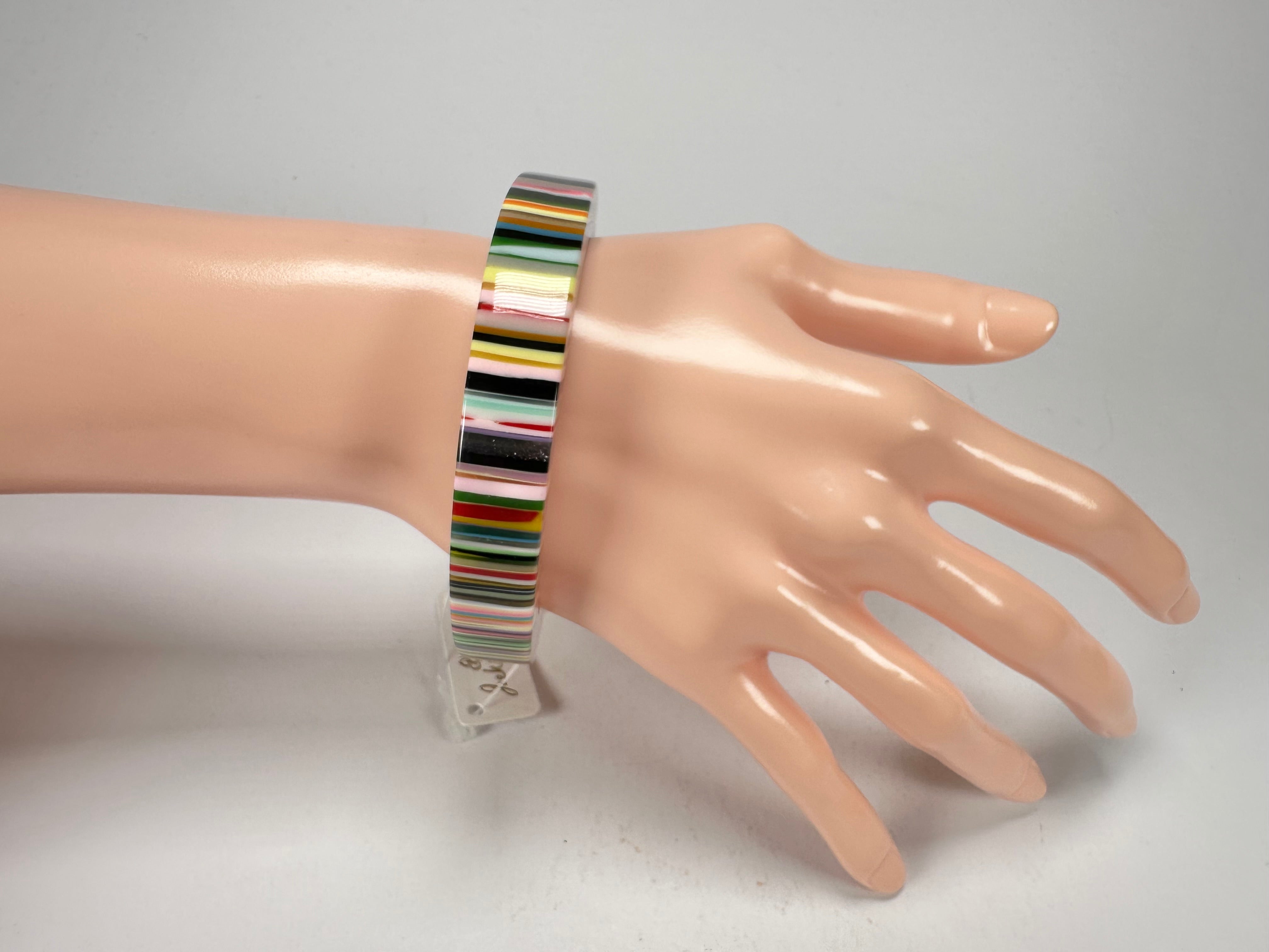 Jackie Brazil "Cat Eye" Liquorice Allsorts with Cat Eye Mix Colours 1.3cm Resin Bangle ( B1034 )