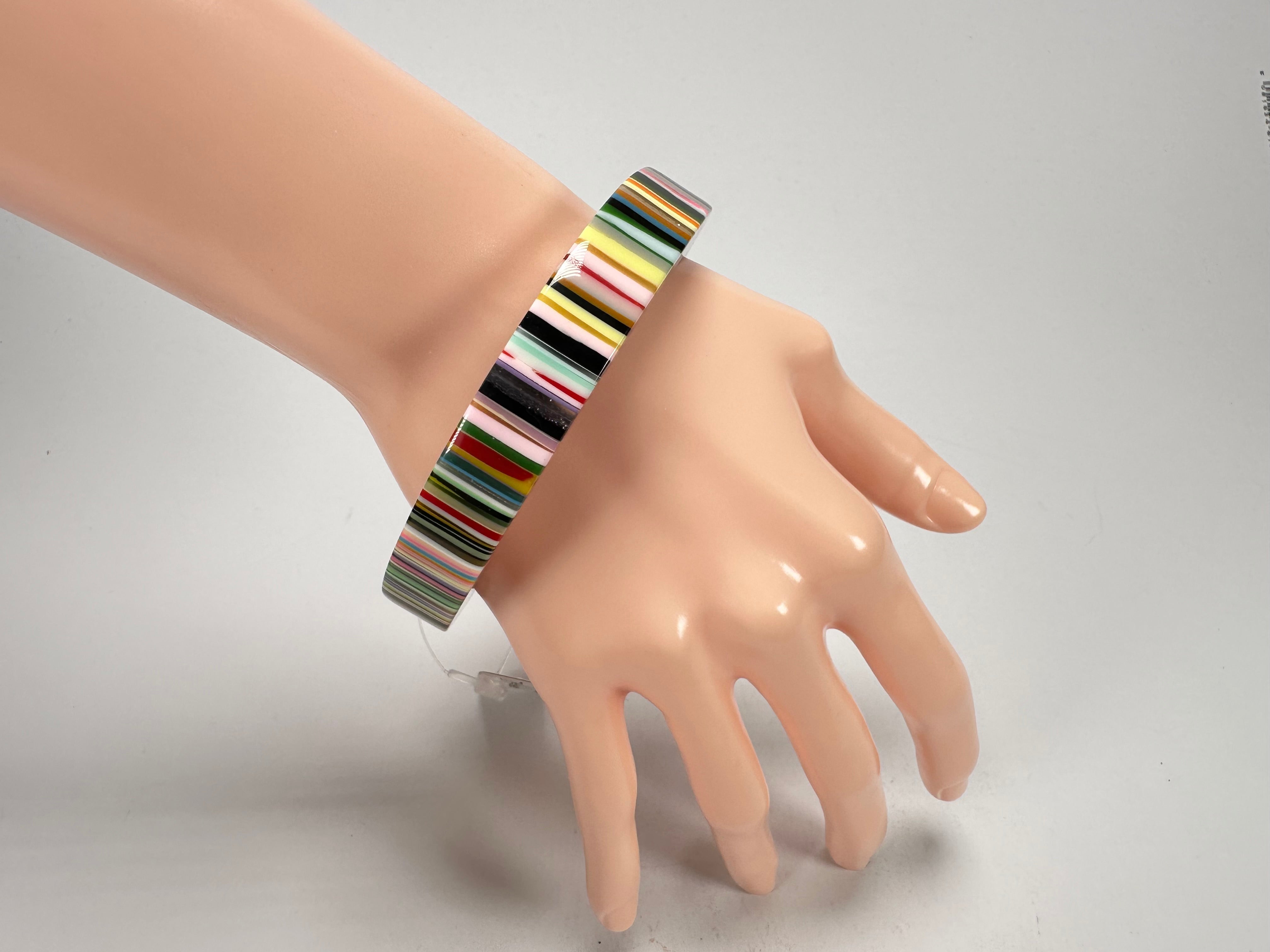 Jackie Brazil "Cat Eye" Liquorice Allsorts with Cat Eye Mix Colours 1.3cm Resin Bangle ( B1034 )