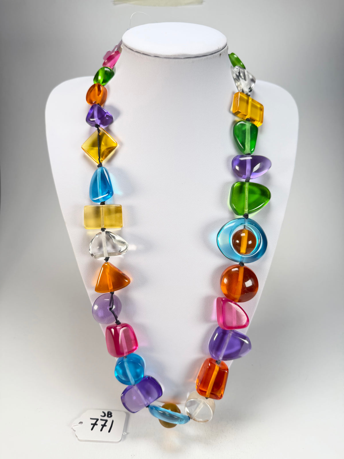 Jackie Brazil "Indiana" Transparent Carnaval Mix Multi-Bead Medium Resin 70cm Necklace ( N0033 )