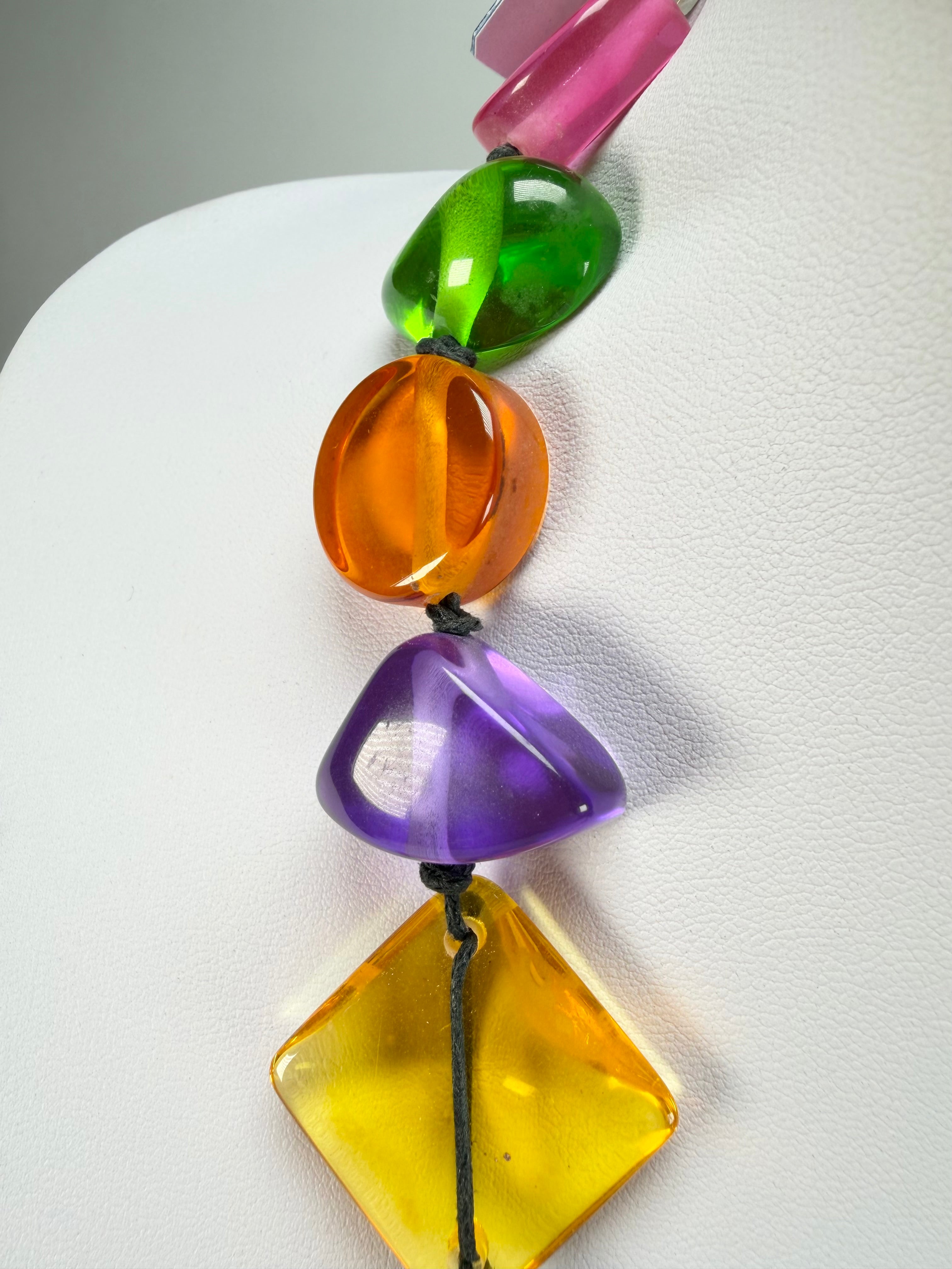 Jackie Brazil "Indiana" Transparent Carnaval Mix Multi-Bead Medium Resin 70cm Necklace ( N0033 )