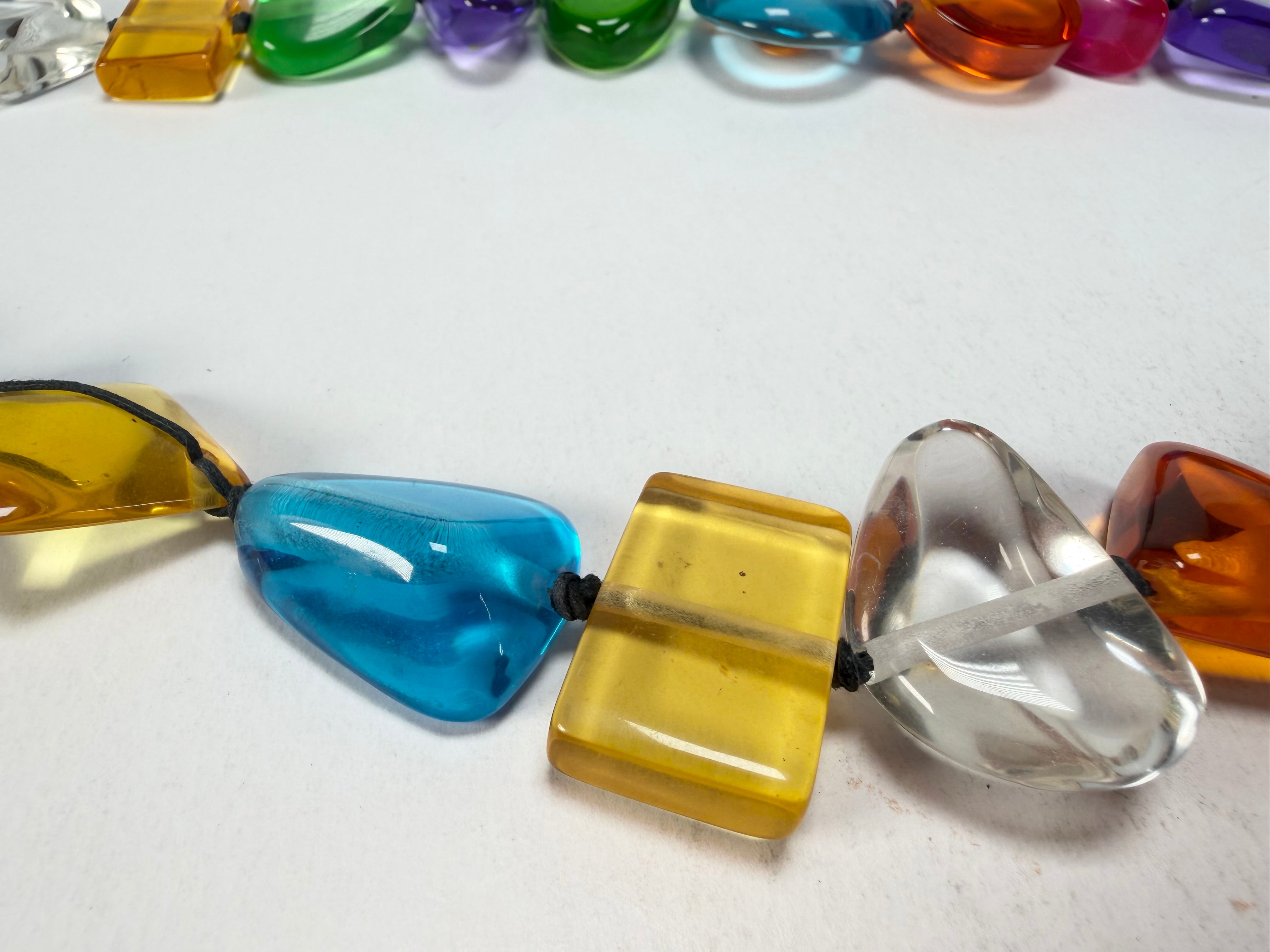 Jackie Brazil "Indiana" Transparent Carnaval Mix Multi-Bead Medium Resin 70cm Necklace ( N0033 )