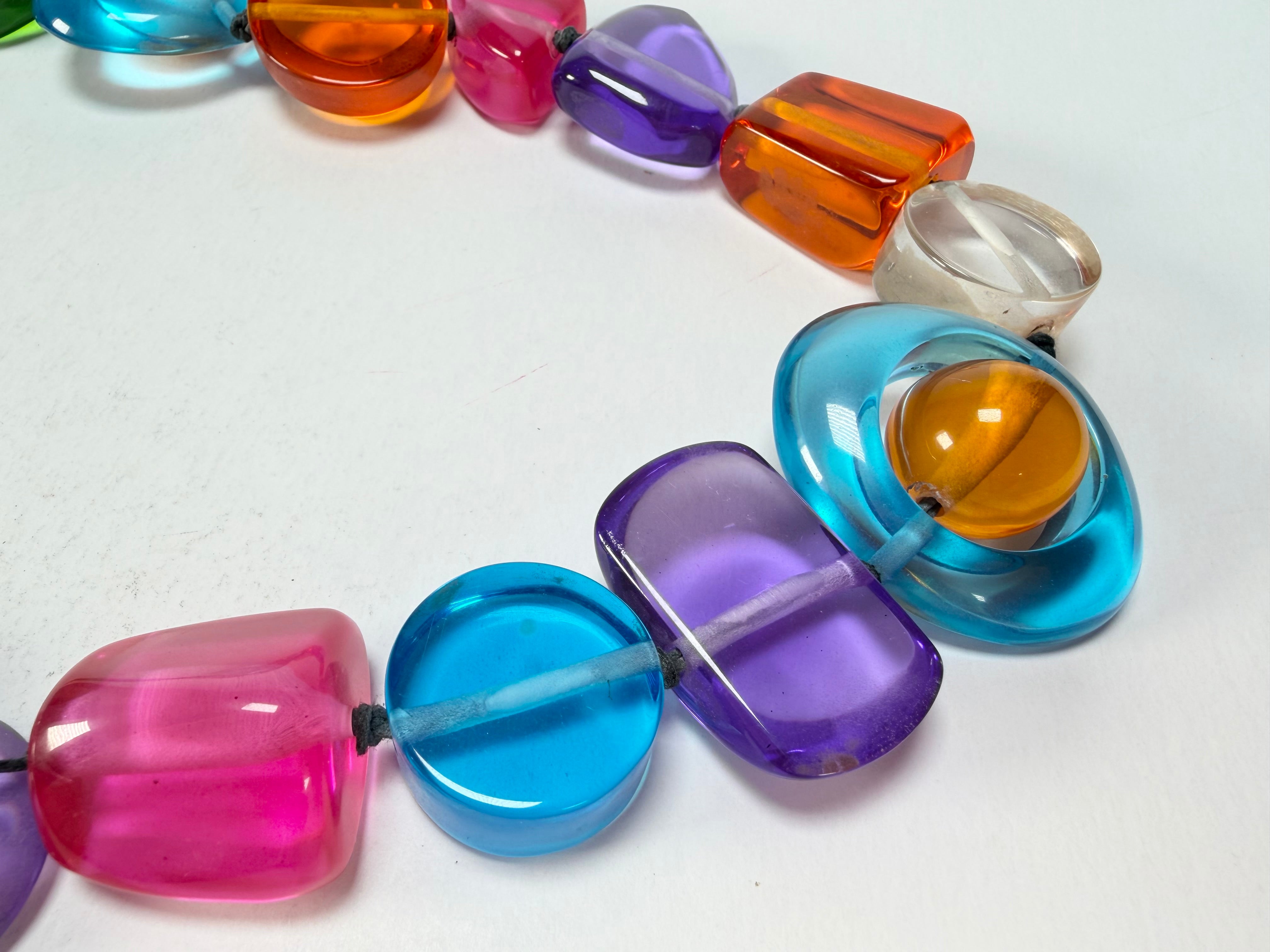 Jackie Brazil "Indiana" Transparent Carnaval Mix Multi-Bead Medium Resin 70cm Necklace ( N0033 )