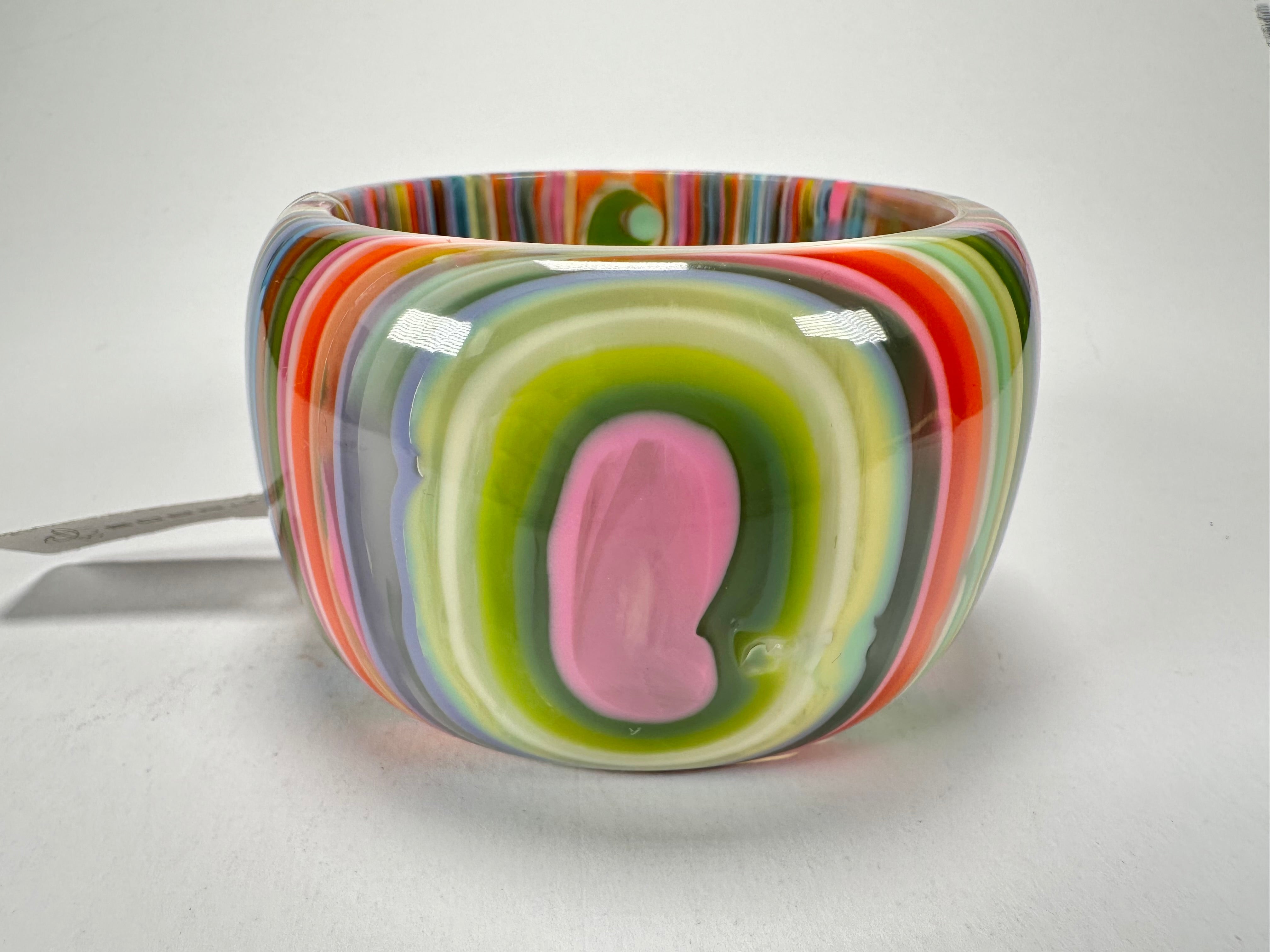 Jackie Brazil "Tiger" Liquorice Allsorts with Cat Eye Spring Colour 5cm Resin Bangle ( B0932 )
