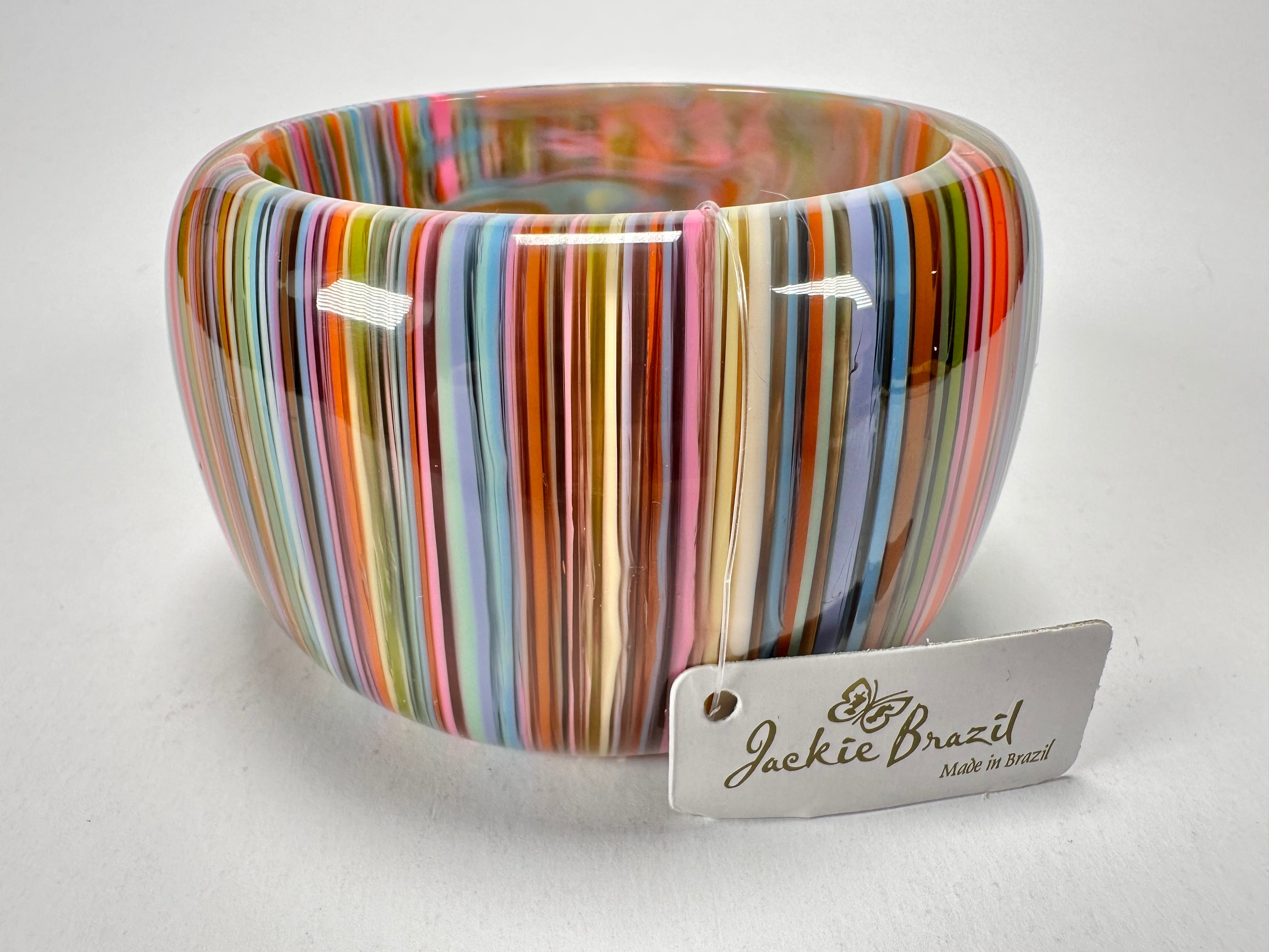 Jackie Brazil "Tiger" Liquorice Allsorts with Cat Eye Spring Colour 5cm Resin Bangle ( B0932 )