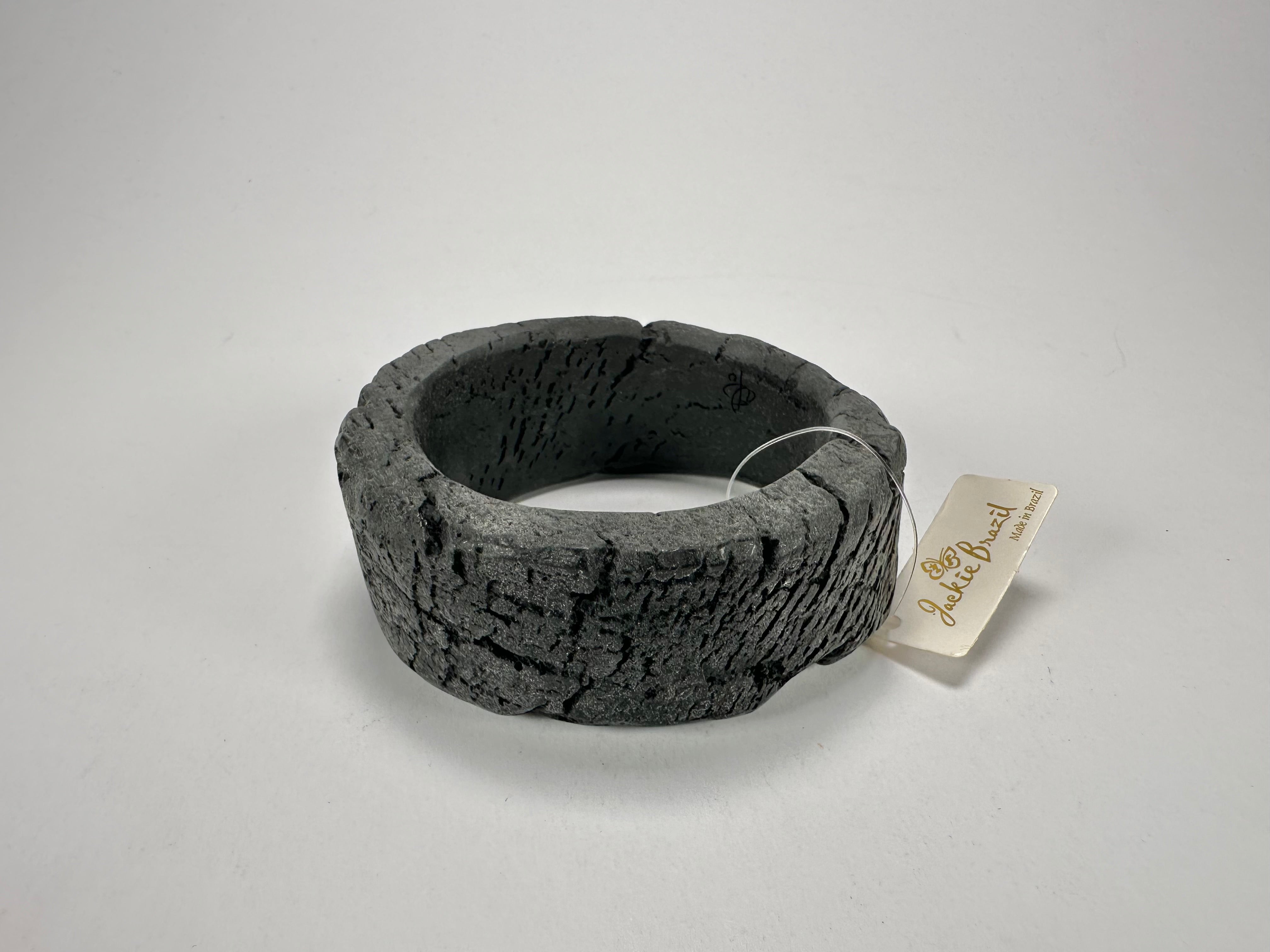 Jackie Brazil "Dark Black" Charcoal Donut Solid Round Medium Bangle ( B2876 )