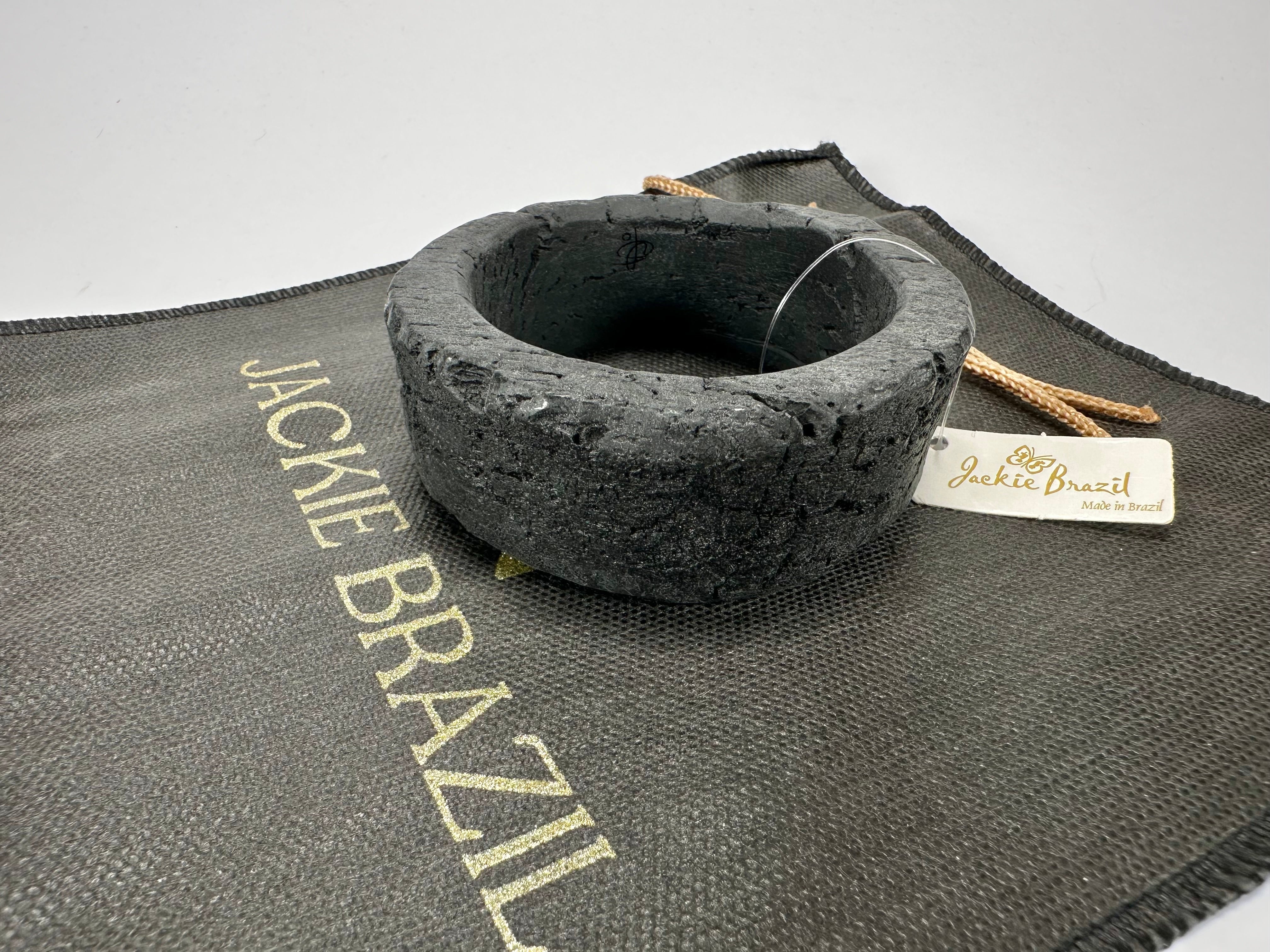 Jackie Brazil "Dark Black" Charcoal Donut Solid Round Medium Bangle ( B2876 )