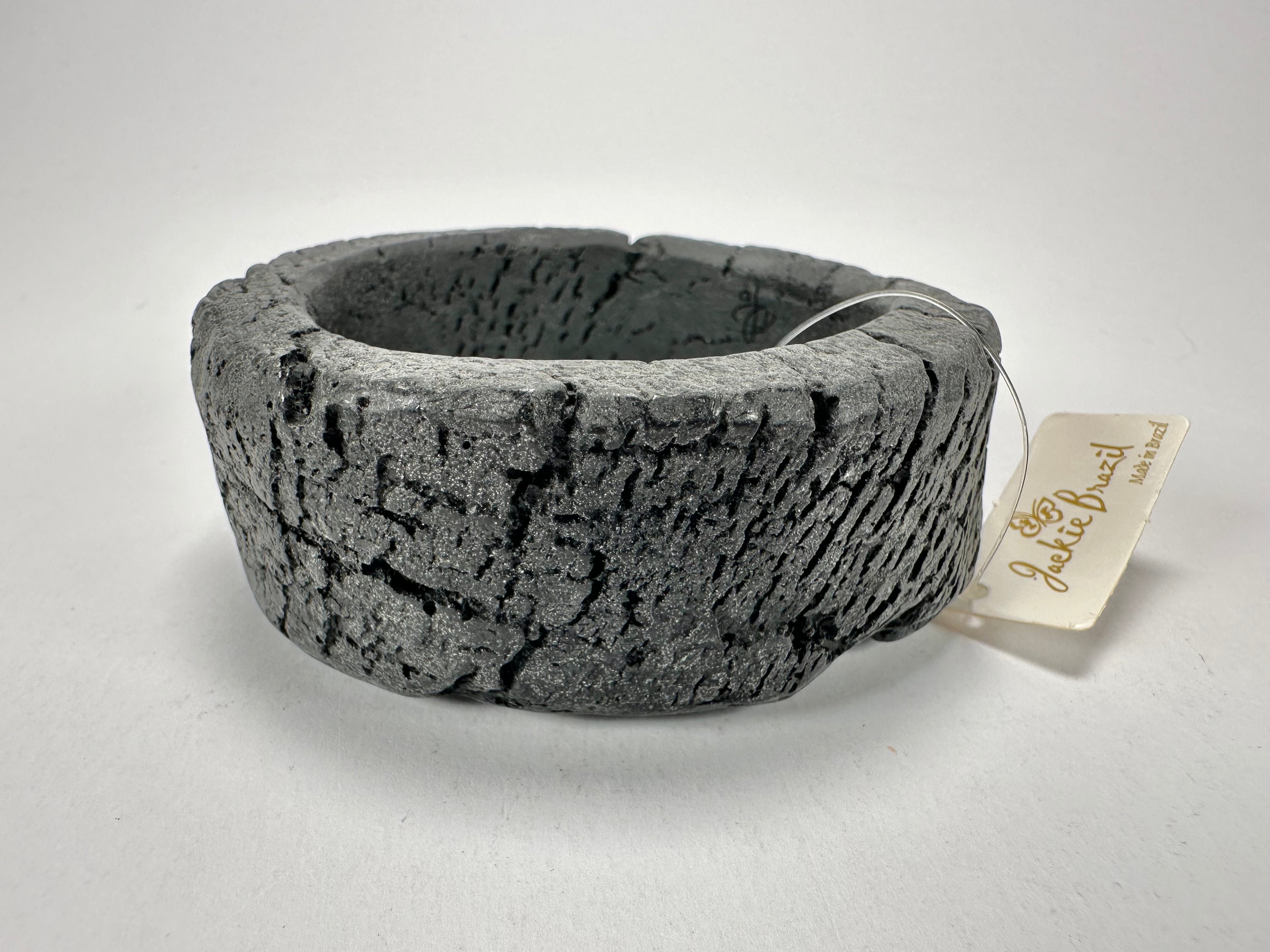 Jackie Brazil "Dark Black" Charcoal Donut Solid Round Medium Bangle ( B2876 )