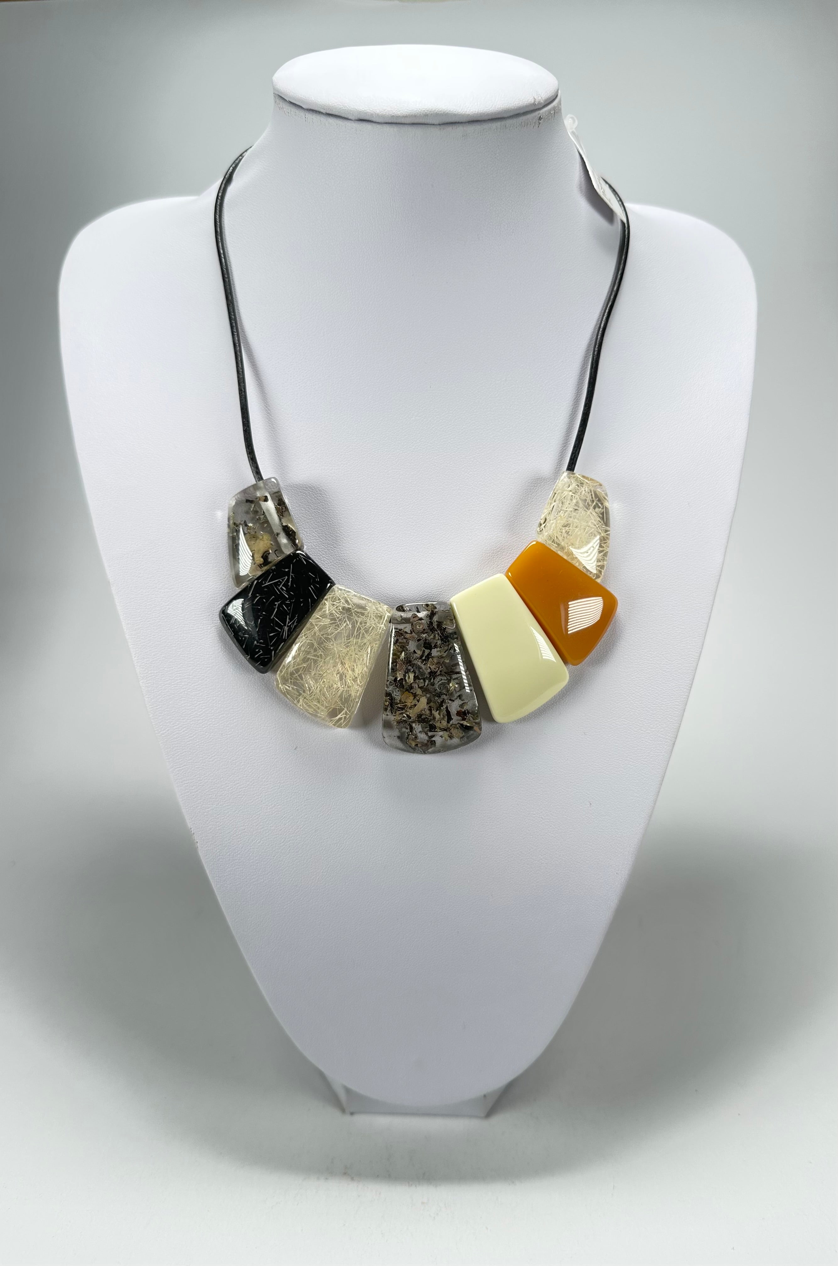 Jackie Brazil "Bella" Seasons Mix 7 Piece on Leather Cord Choker Necklace ( N0035 )