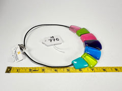 Jackie Brazil "Bella" Transparent Summer Mix 7 Piece on Leather Cord Choker Necklace ( N0035 )