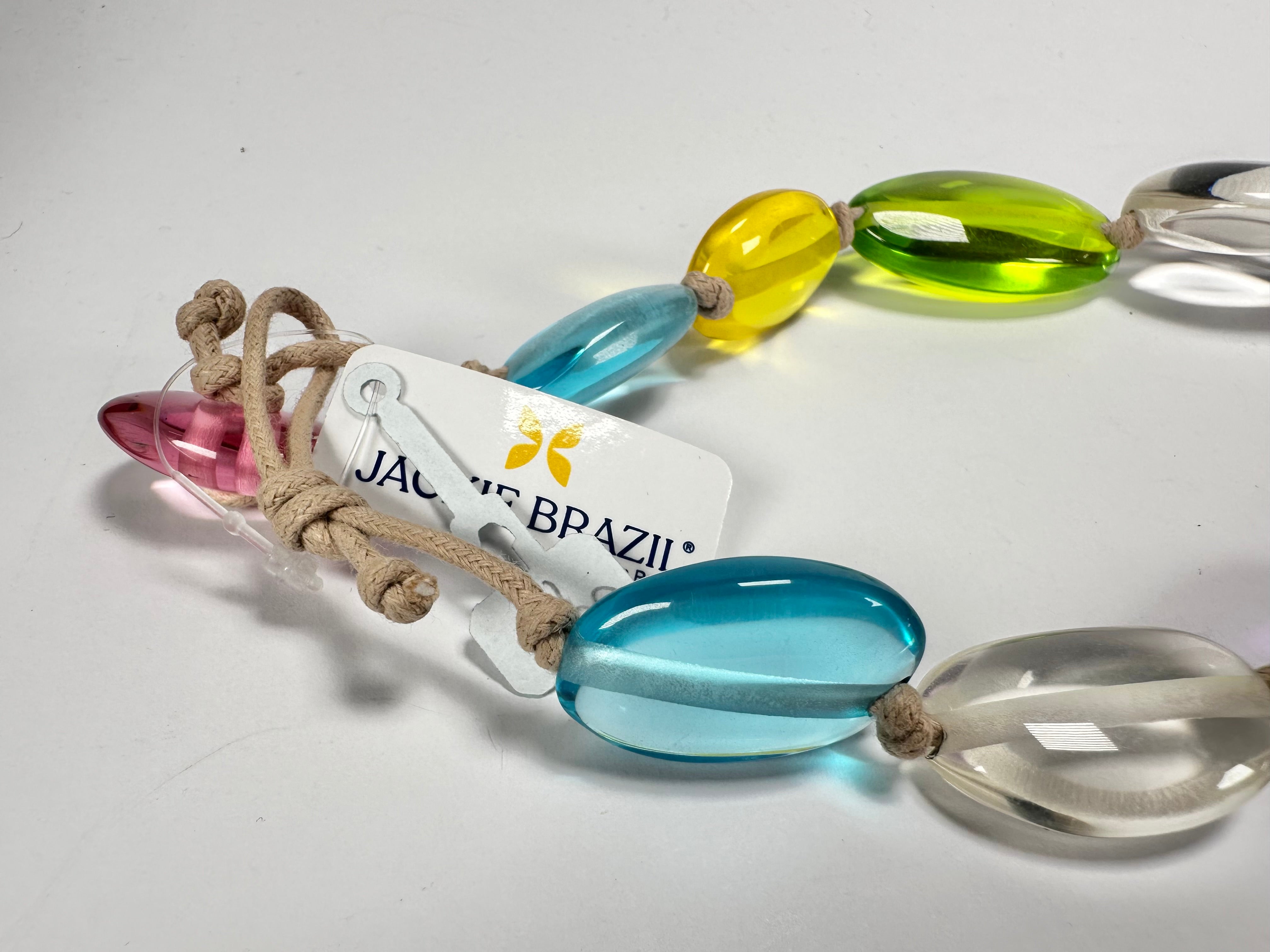 Jackie Brazil "Transparent" Paris Mix Long Flat Riverstones 65cm Necklace ( N3700 )