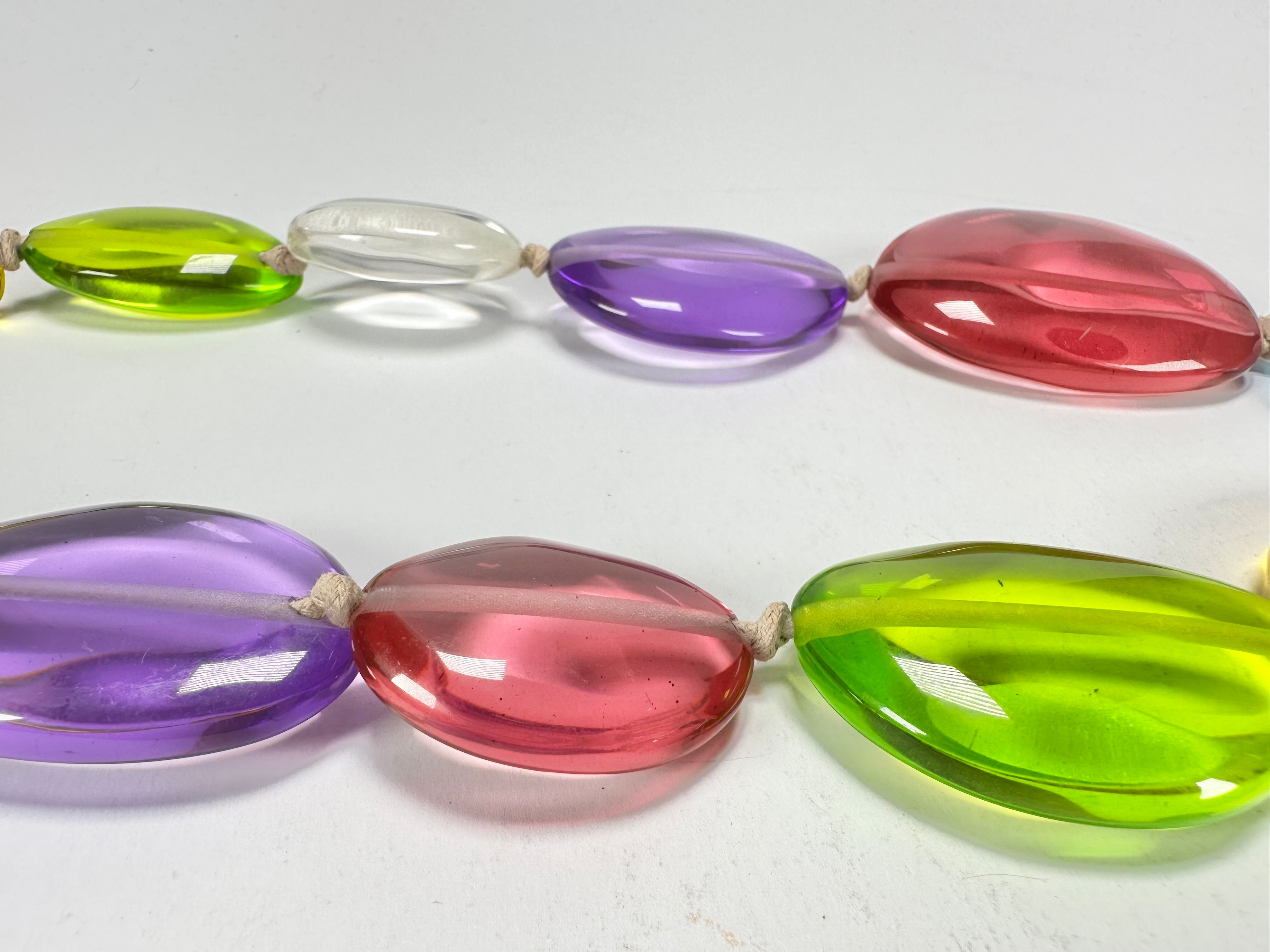 Jackie Brazil "Transparent" Paris Mix Long Flat Riverstones 65cm Necklace ( N3700 )