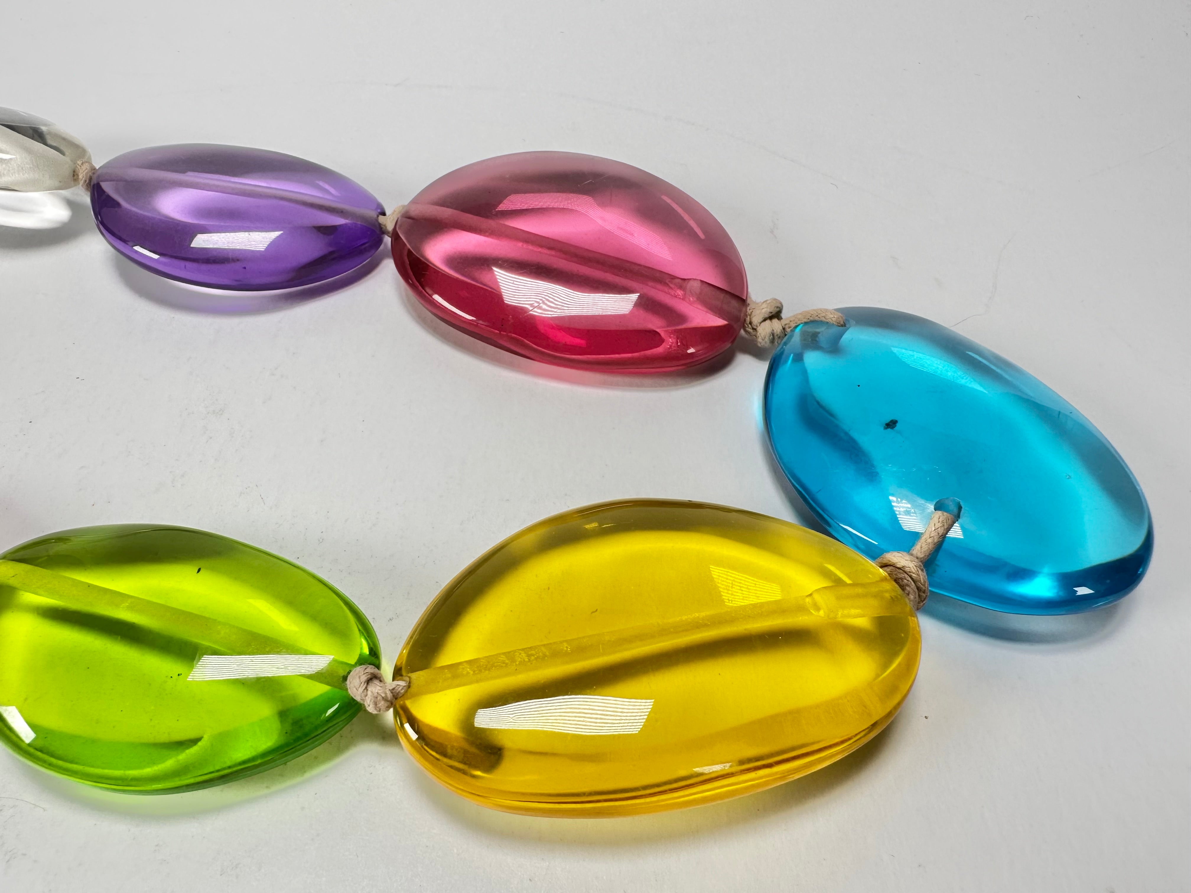 Jackie Brazil "Transparent" Paris Mix Long Flat Riverstones 65cm Necklace ( N3700 )
