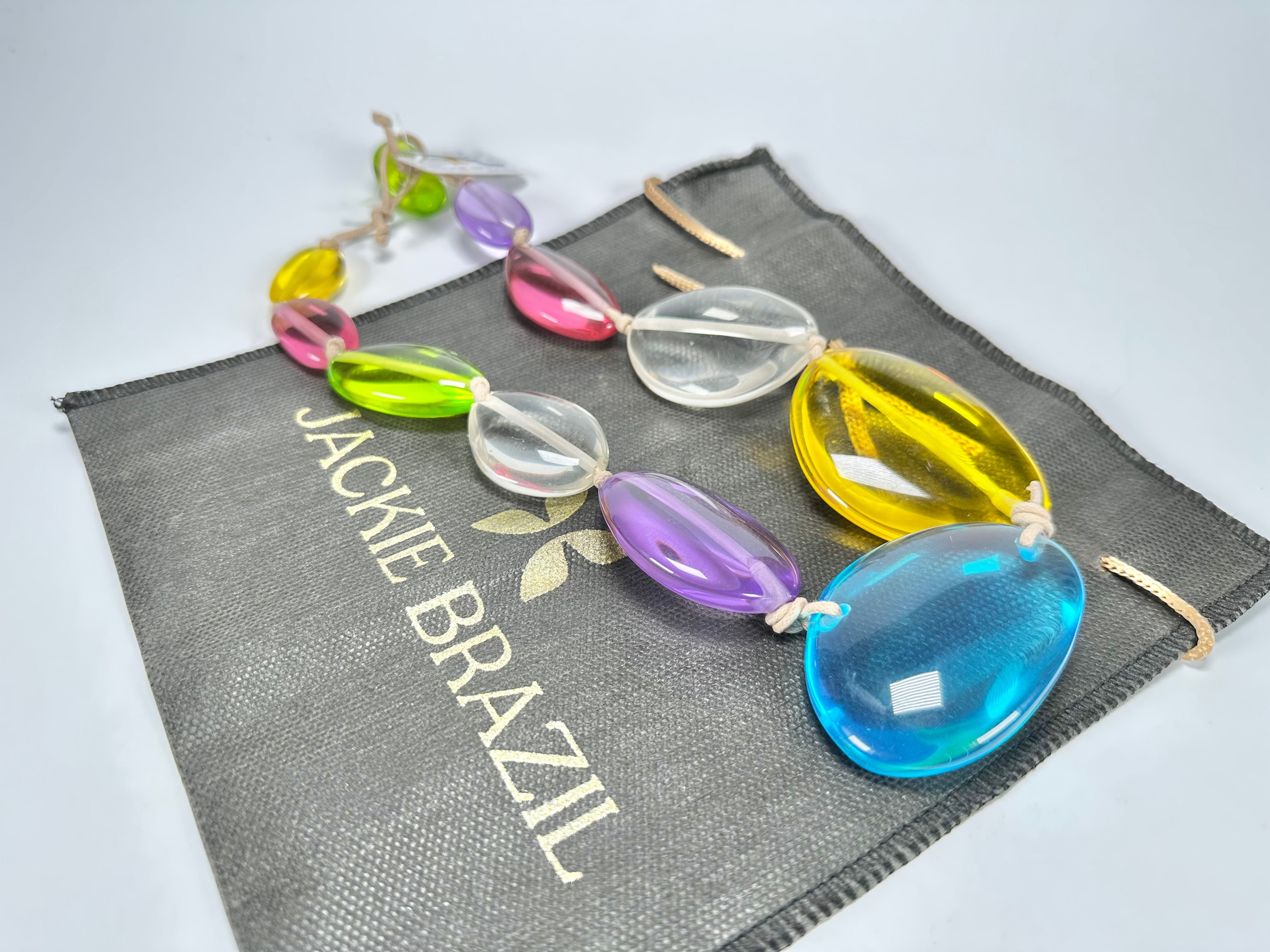 Jackie Brazil "Transparent" Paris Mix Short Flat Riverstones 50cm Necklace ( N3616 )