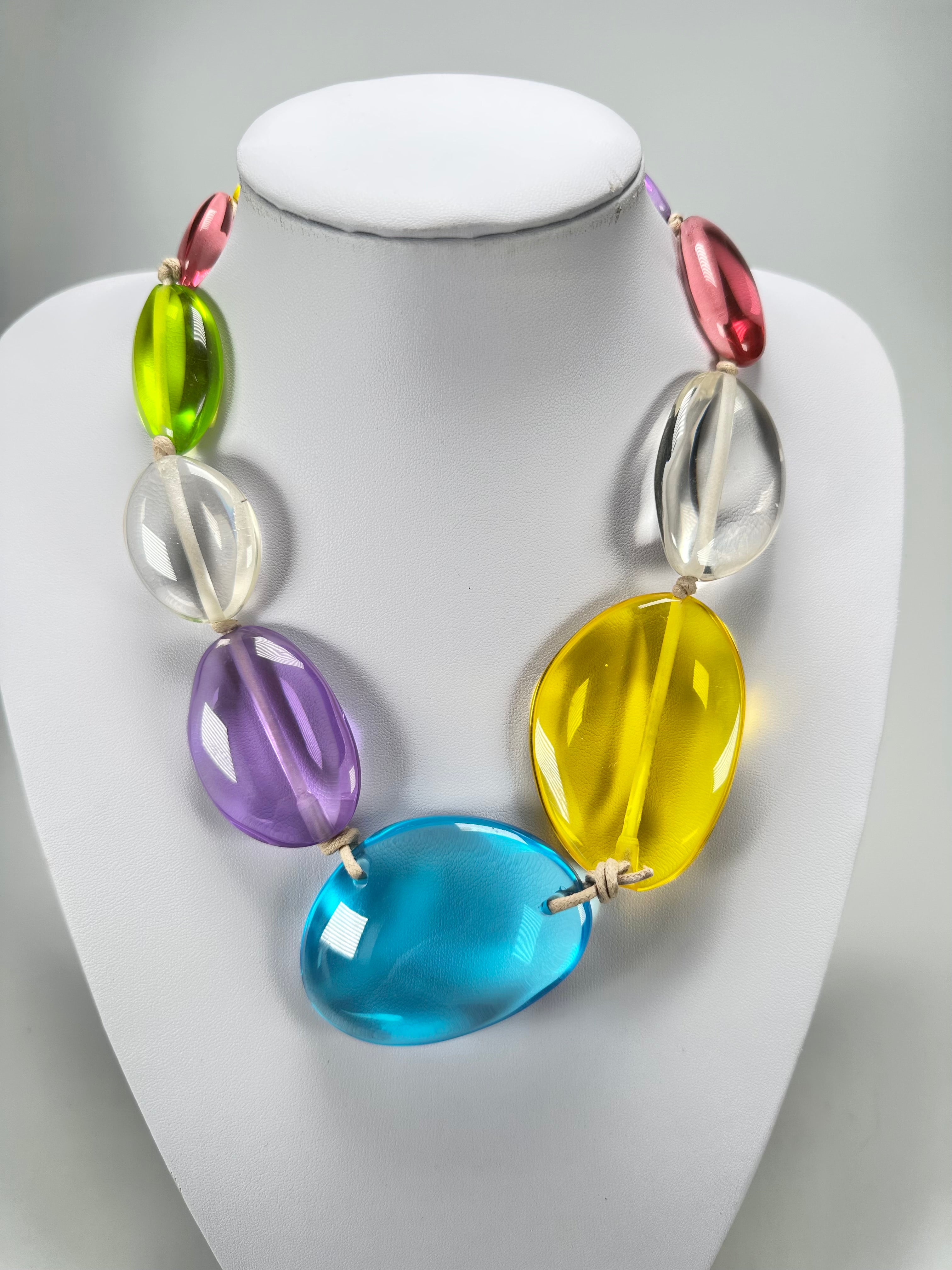 Jackie Brazil "Transparent" Paris Mix Short Flat Riverstones 50cm Necklace ( N3616 )