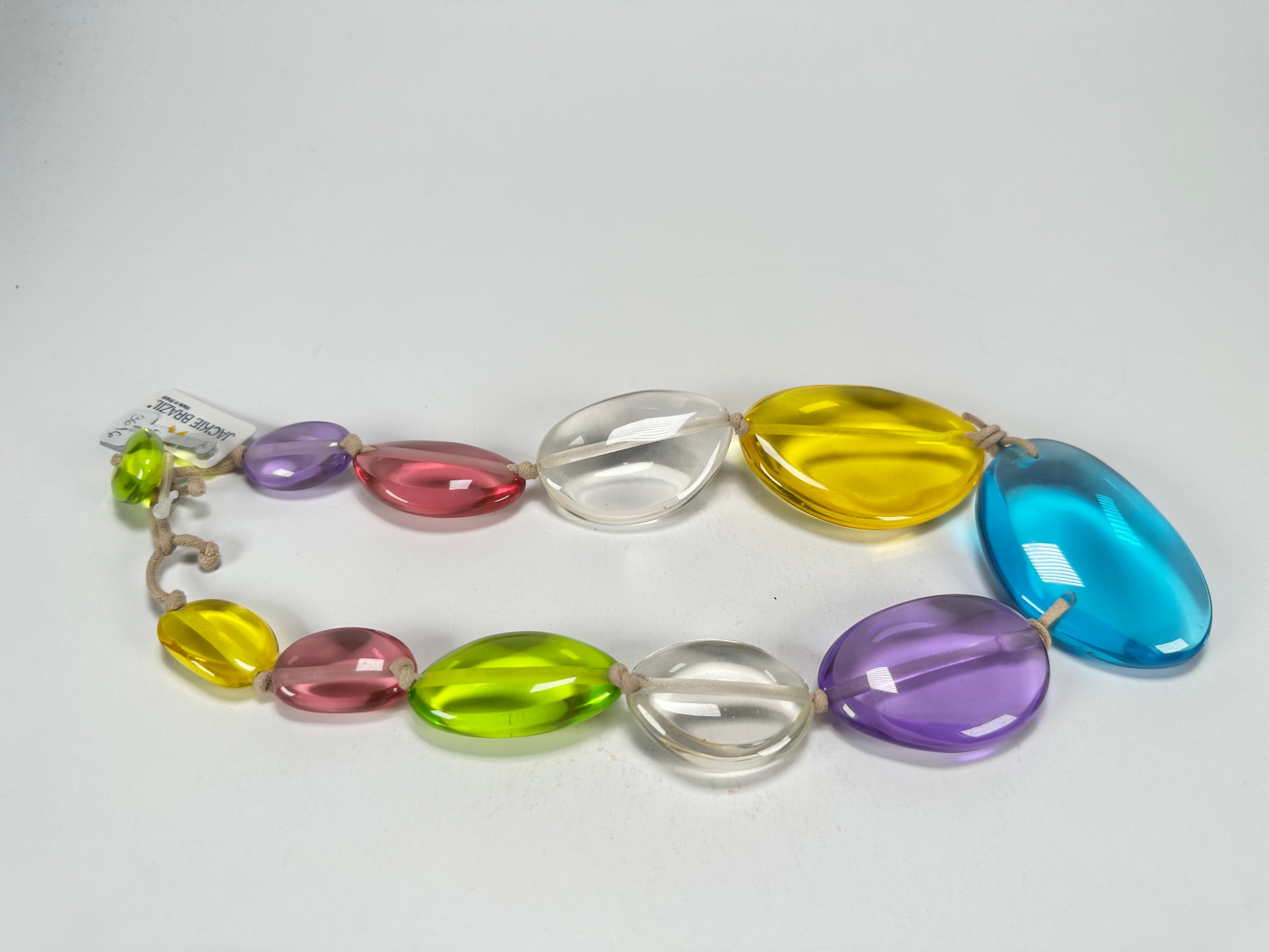 Jackie Brazil "Transparent" Paris Mix Short Flat Riverstones 50cm Necklace ( N3616 )