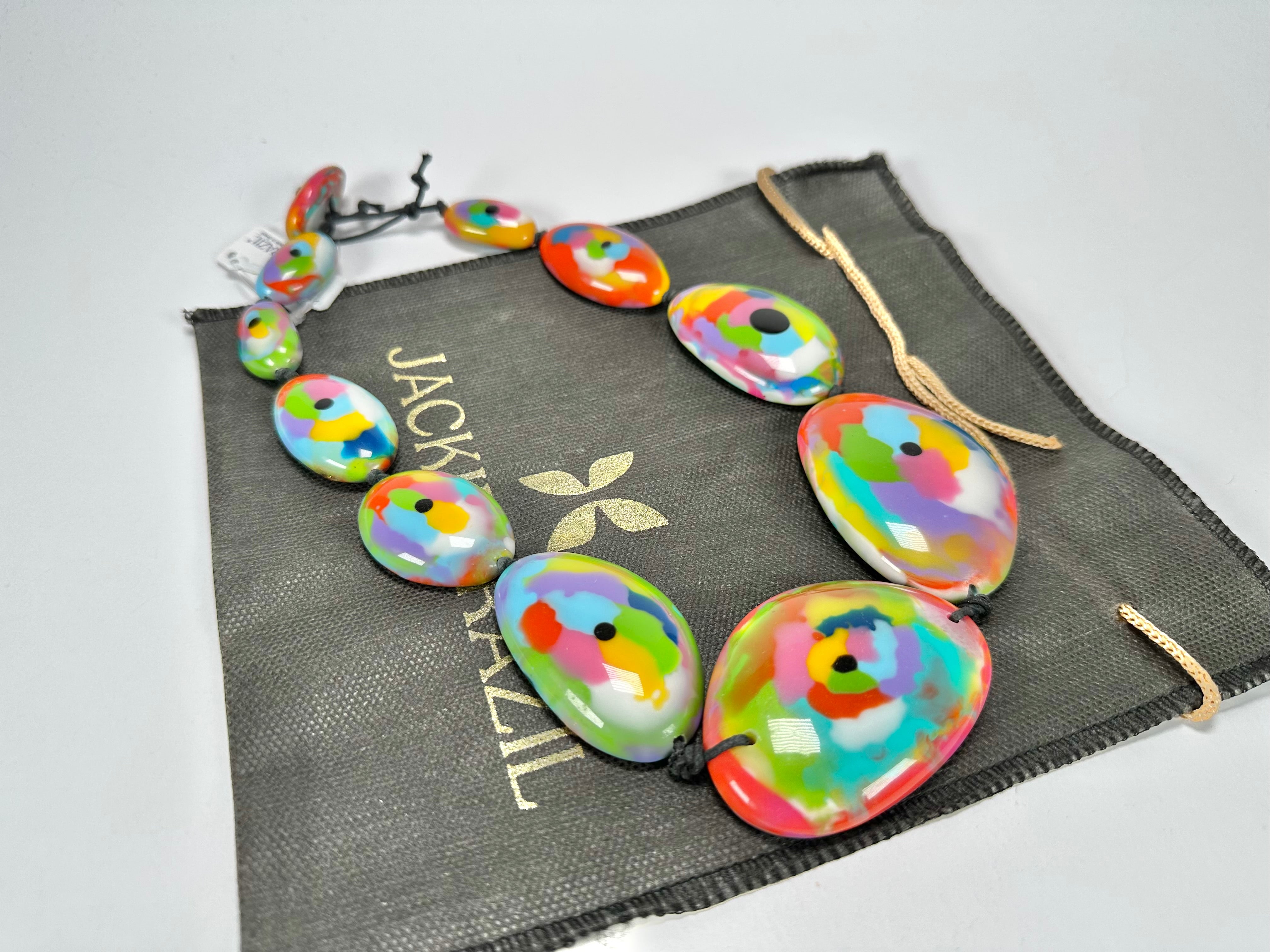 Jackie Brazil "Kandinsky" Short Flat Riverstones 50cm Necklace ( N3616 )
