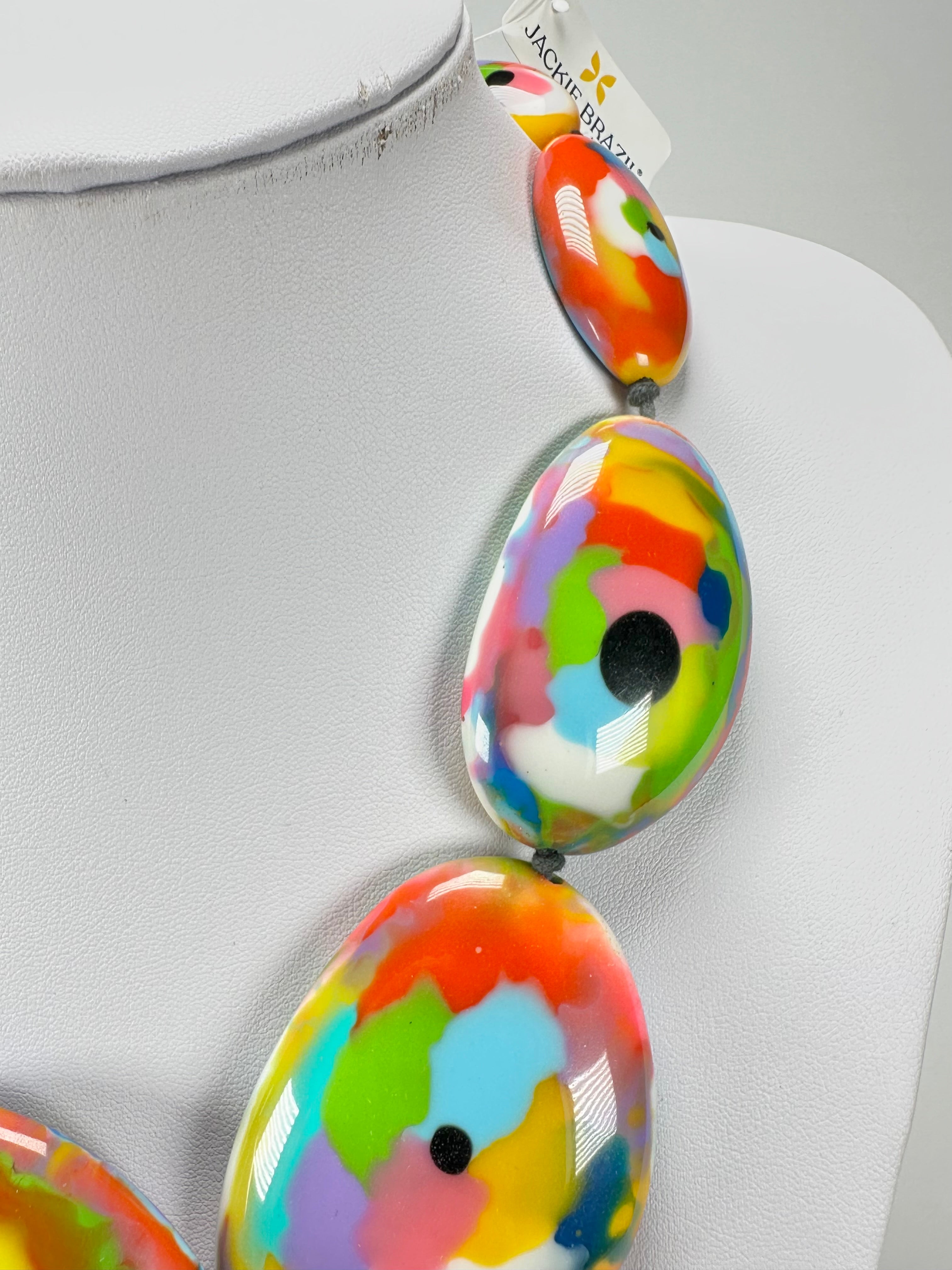 Jackie Brazil "Kandinsky" Short Flat Riverstones 50cm Necklace ( N3616 )
