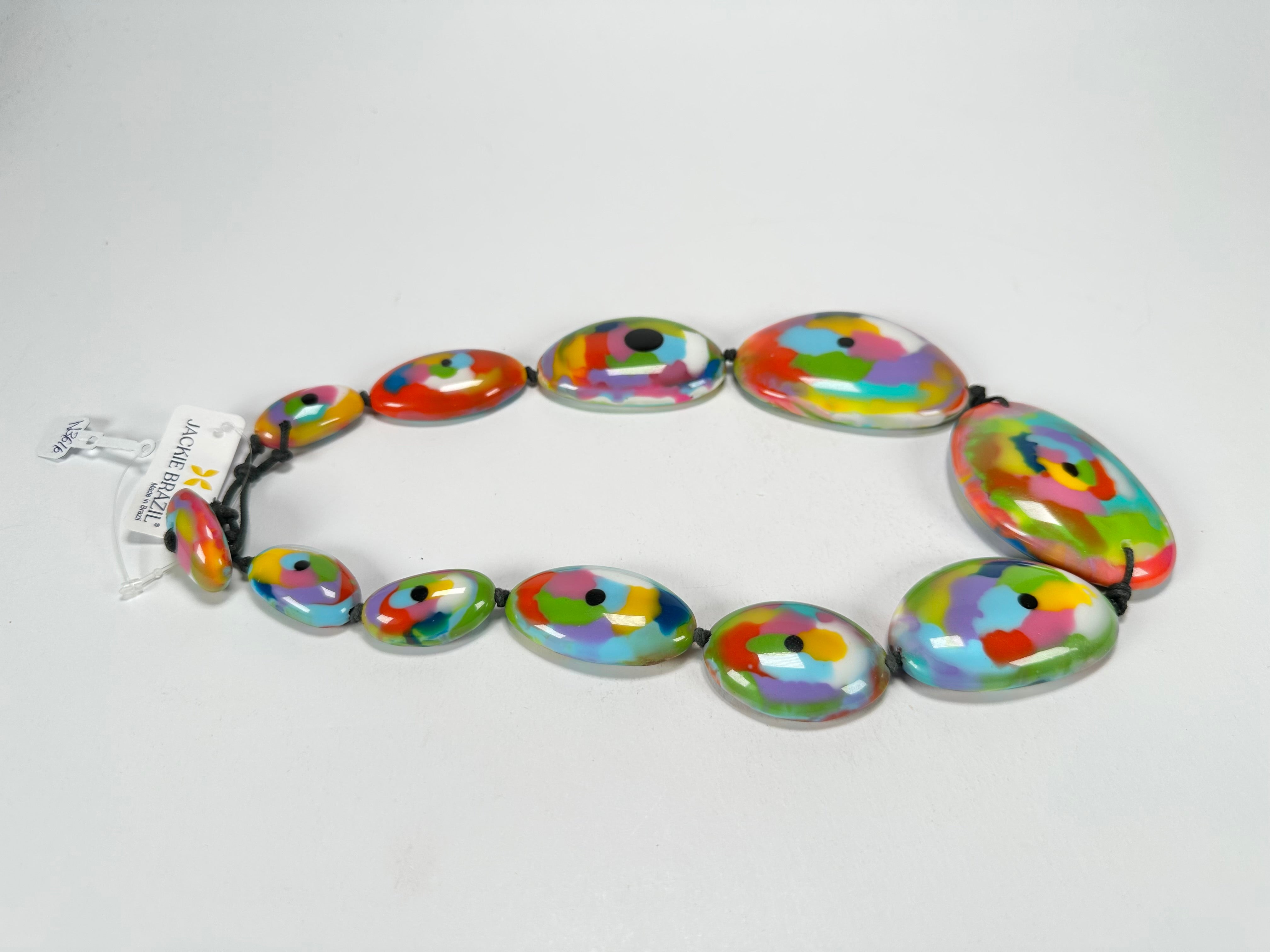 Jackie Brazil "Kandinsky" Short Flat Riverstones 50cm Necklace ( N3616 )